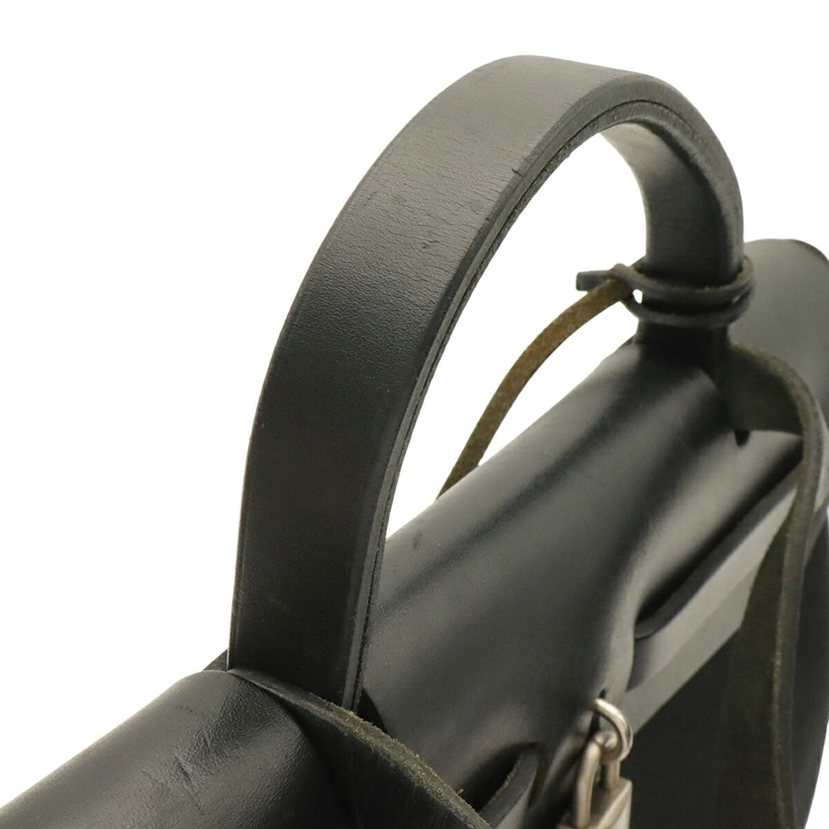 Hermes Black Natural Toile Officier Handbag Shoulder Bag (Pre-Owned)