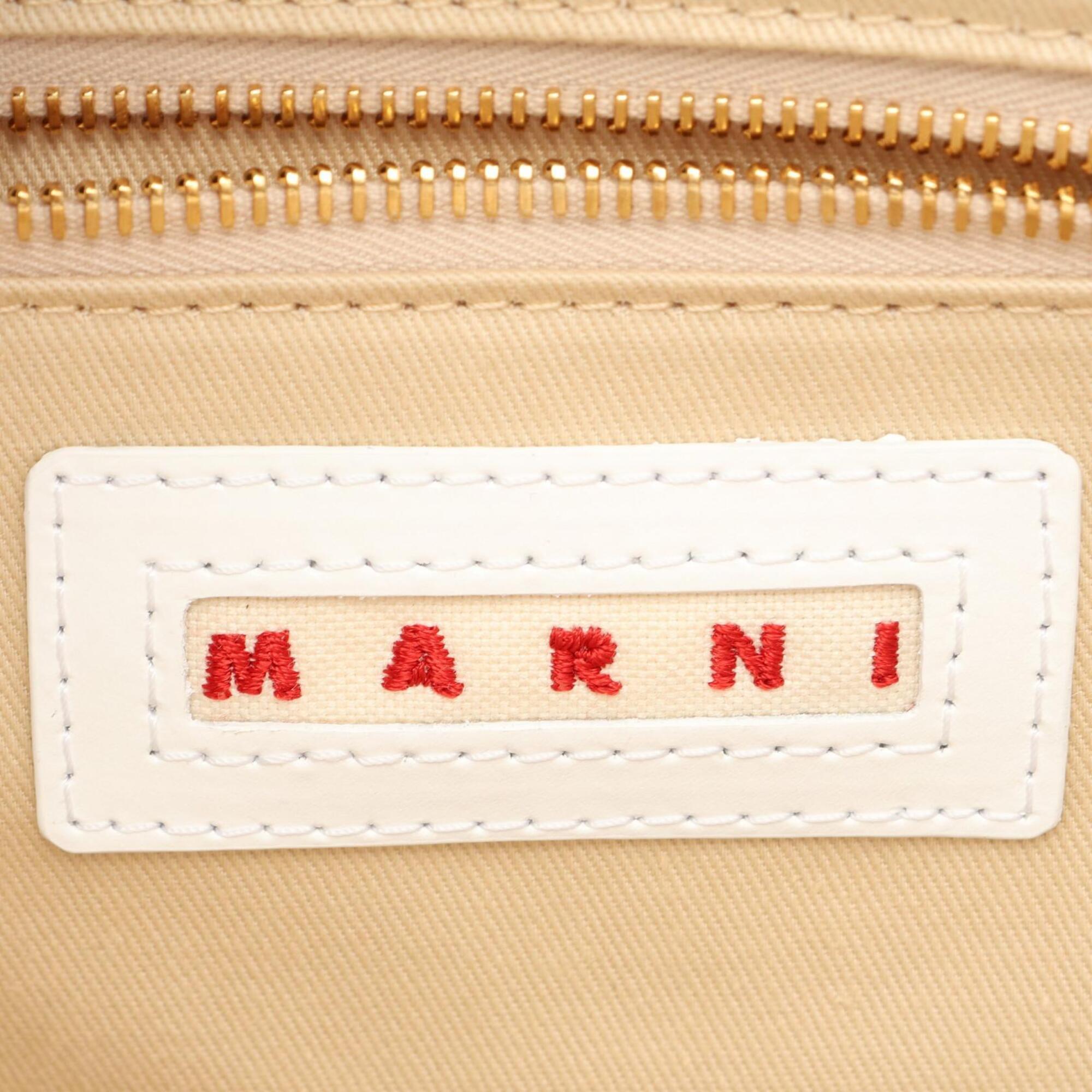 Marni Brown White Leather Raffia Handbag (Pre-Owned)