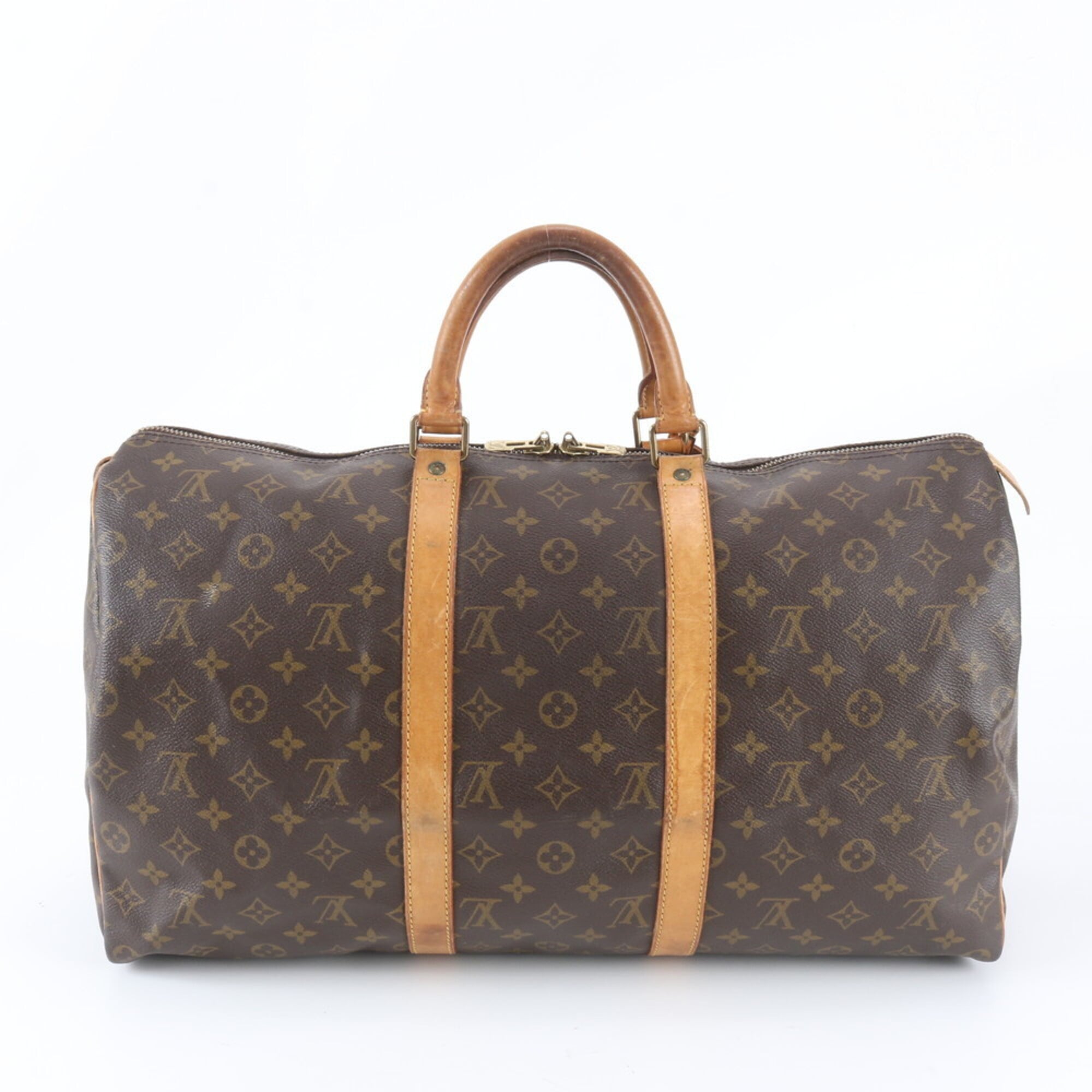 Louis Vuitton Brown Leather Coated Canvas Boston Bag Tote Bag (Pre-Owned)