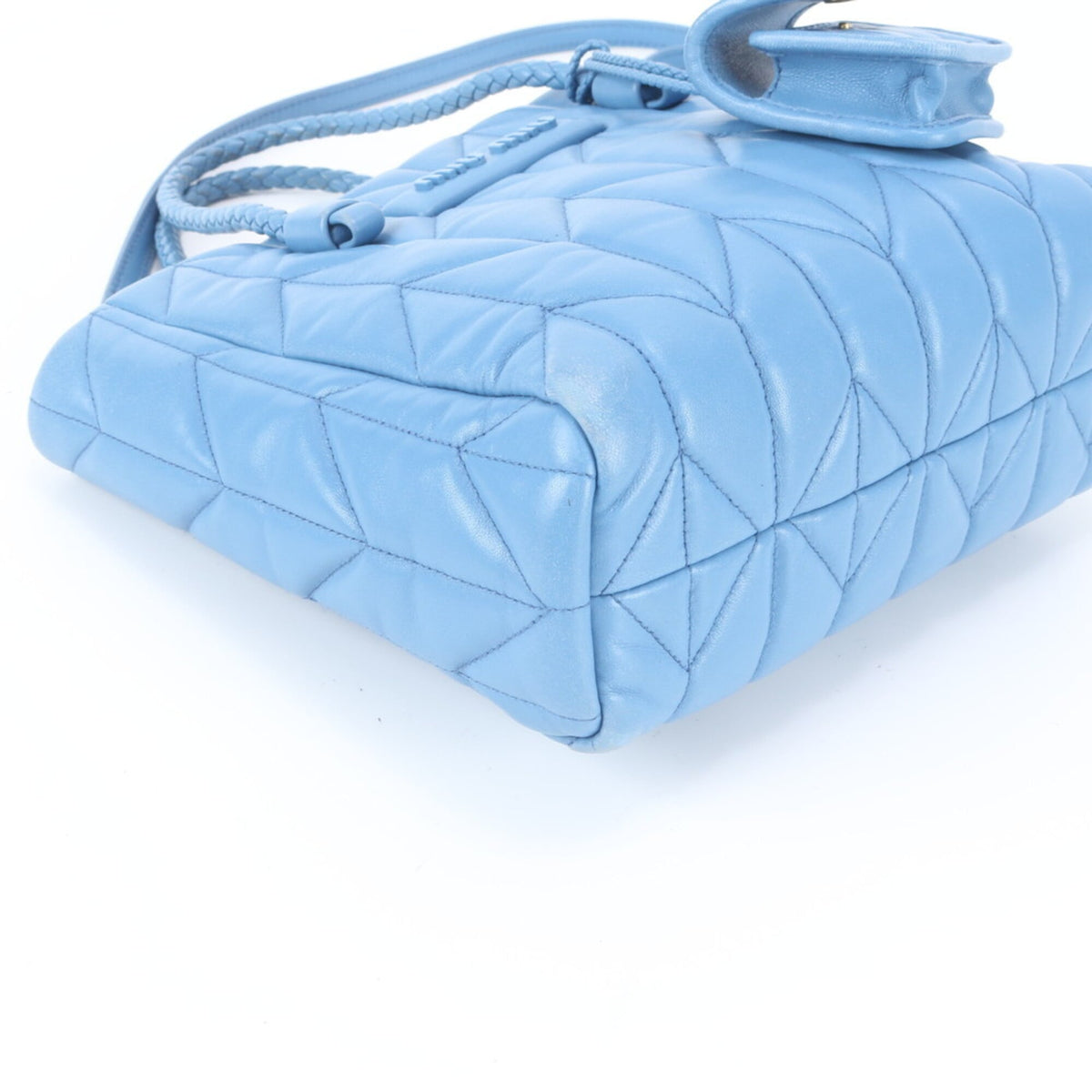 Miu Miu Blue Leather Handbag Shoulder Bag Tote Bag (Pre-Owned)