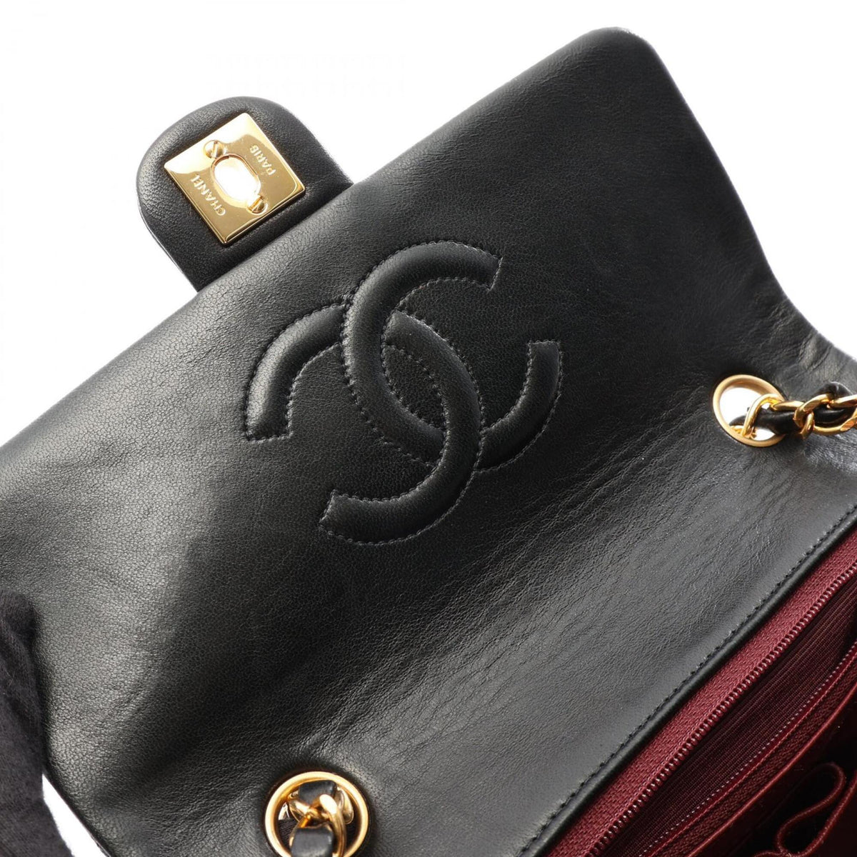 Chanel Black Leather Handbag Shoulder Bag (Pre-Owned)