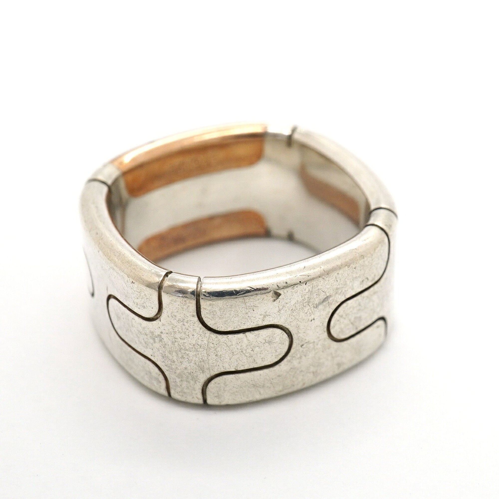Hermes Bronze Silver 925 Band Ring (Pre-Owned)