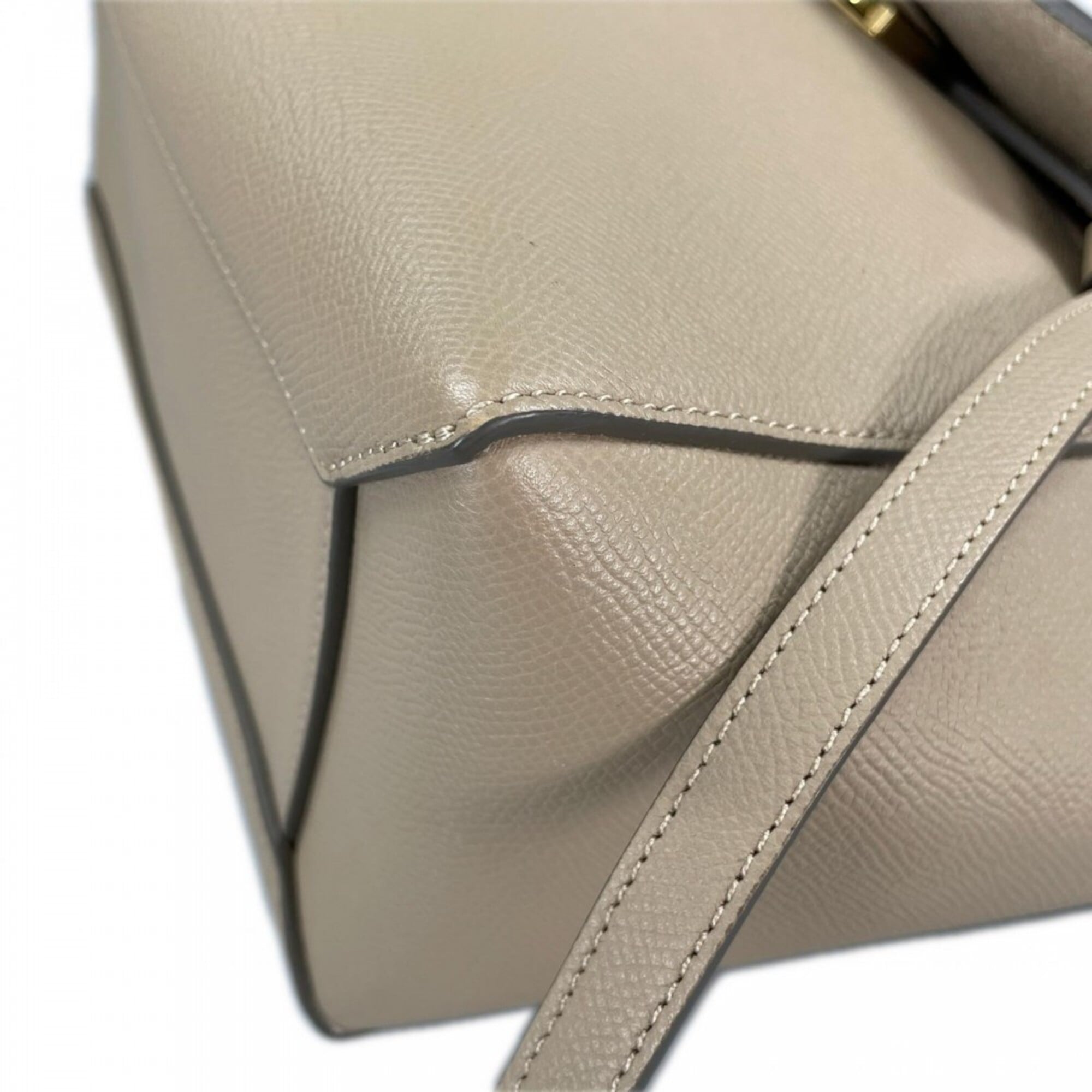 Celine Beige Beige Gold White Leather Handbag (Pre-Owned)