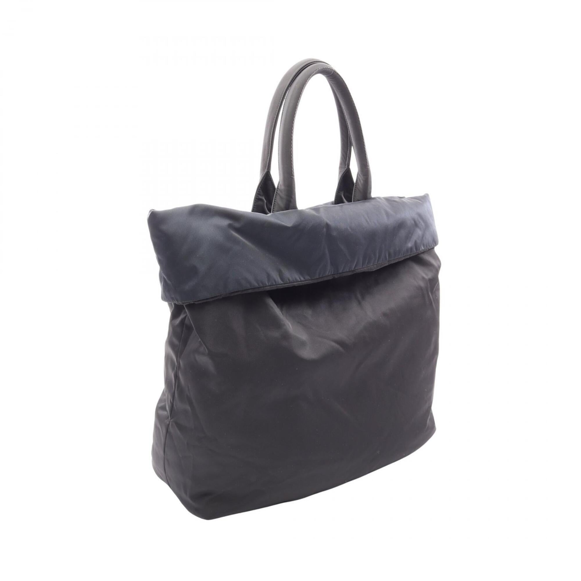 Prada Black Navy Nylon Handbag Tote Bag (Pre-Owned)