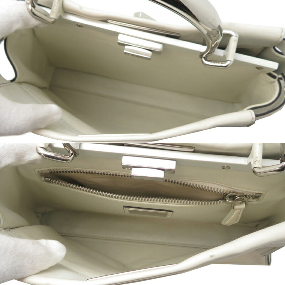 Fendi Peekaboo White Leather Handbag (Pre-Owned)