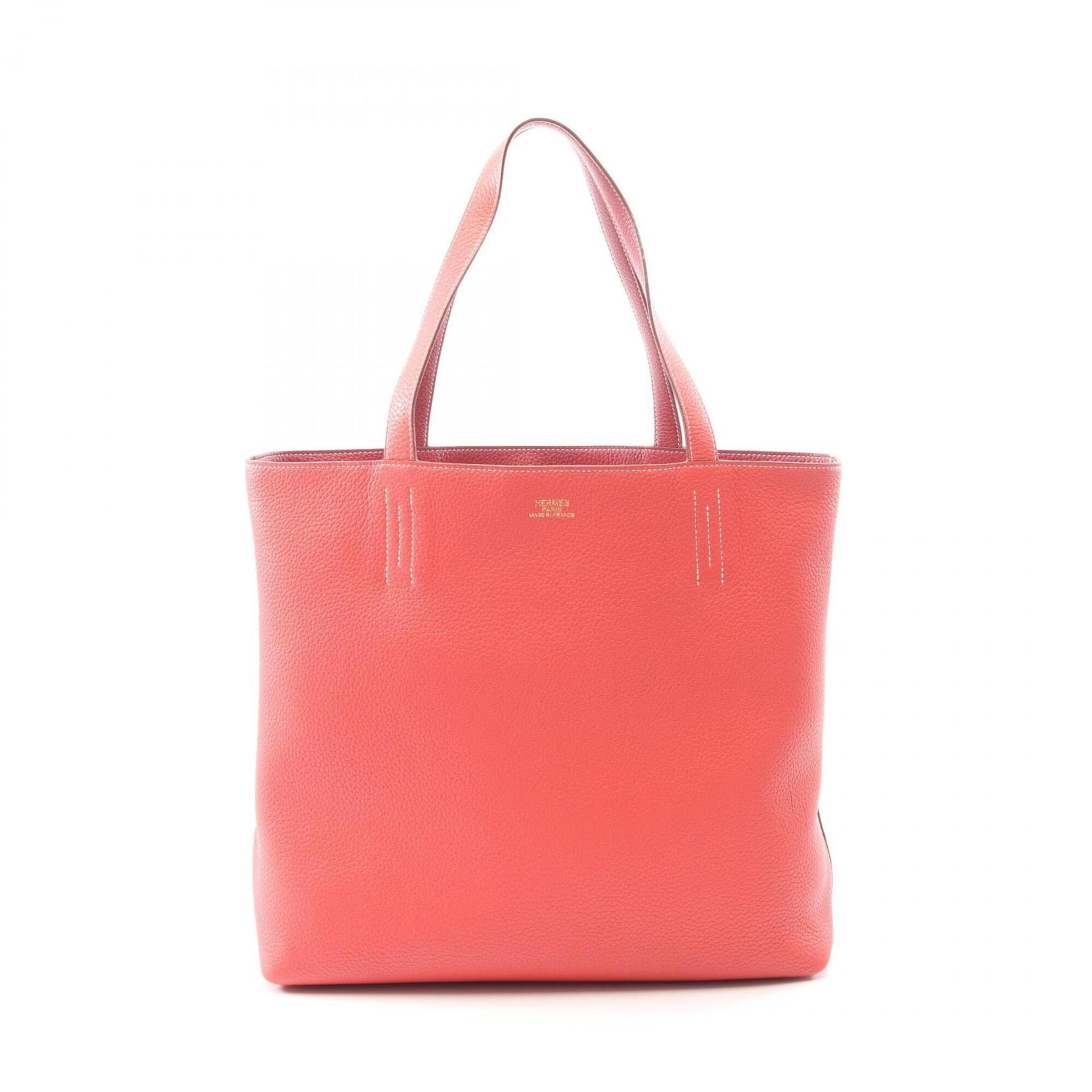 Hermes Bordeaux Pink Ruby Taurillon Clemence Leather Handbag Tote Bag (Pre-Owned)