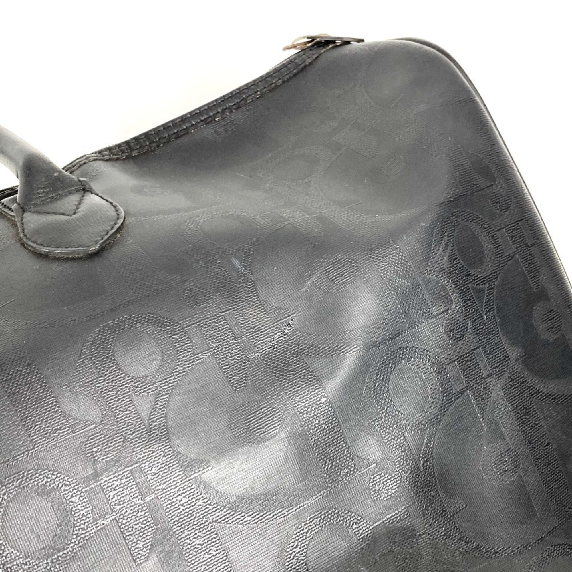 Christian Dior Black Pvc Leather Boston Bag Handbag (Pre-Owned)