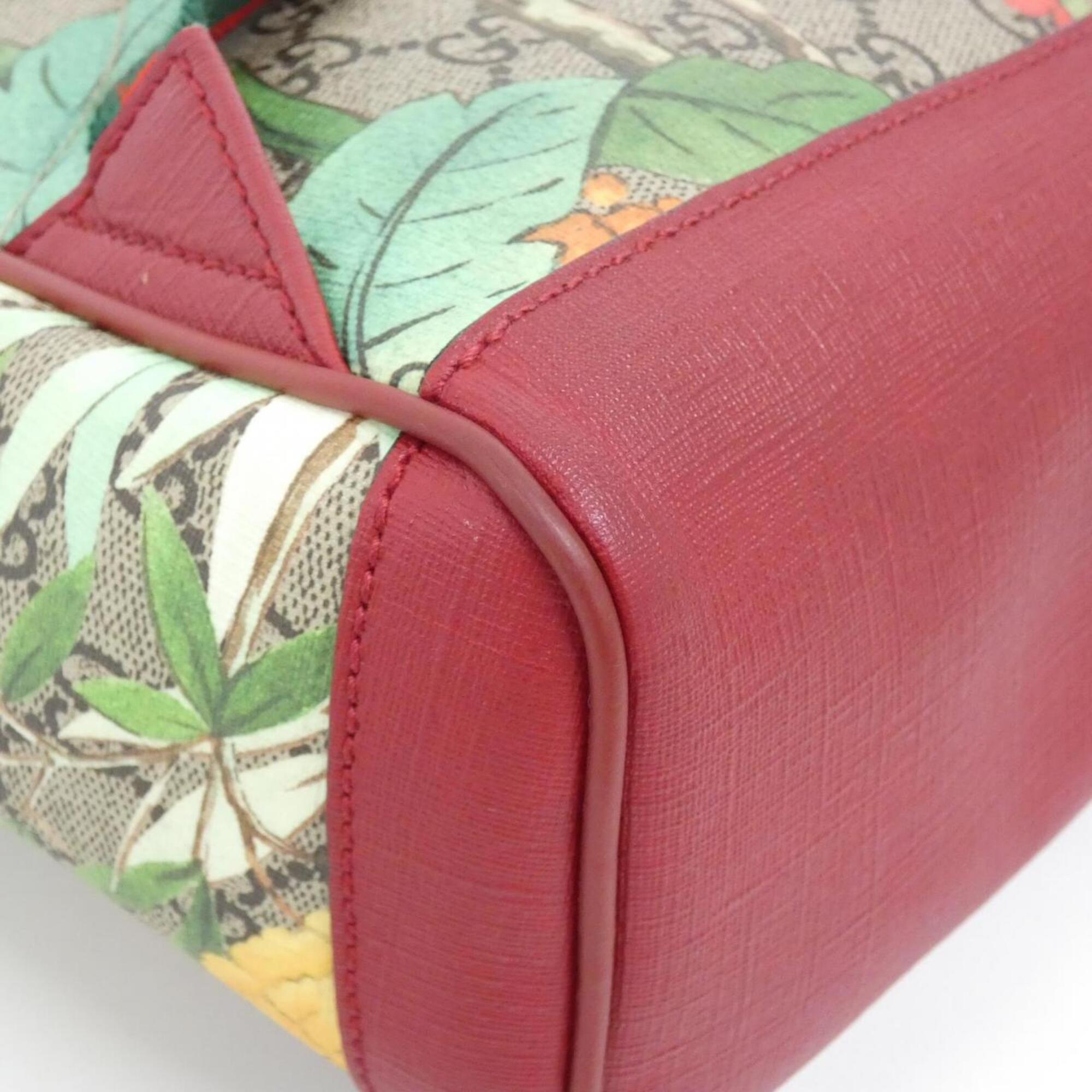 Gucci Beige Red Color Gg Supreme Canvas Backpack (Pre-Owned)