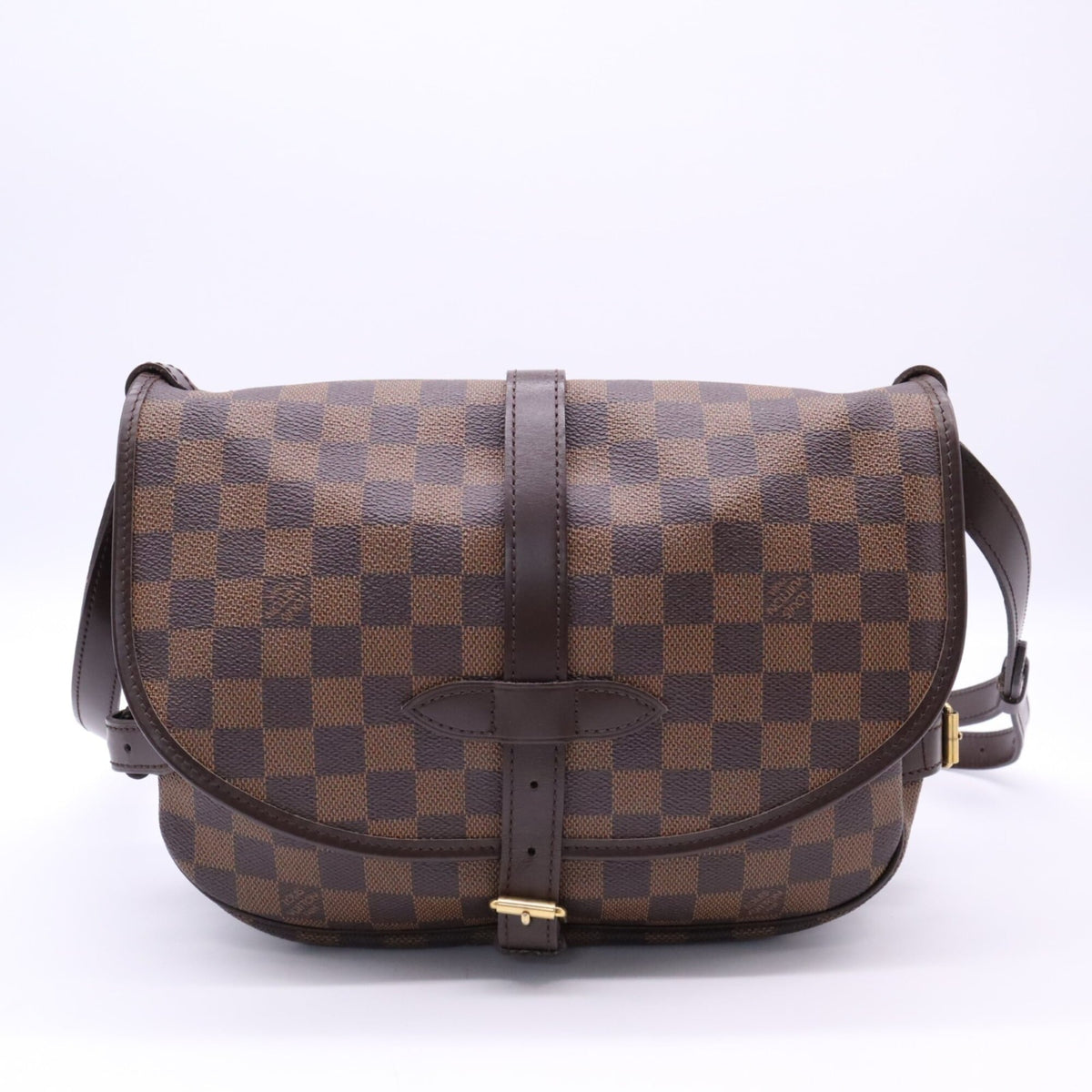Louis Vuitton Beige Brown Coated Canvas Leather Shoulder Bag (Pre-Owned)