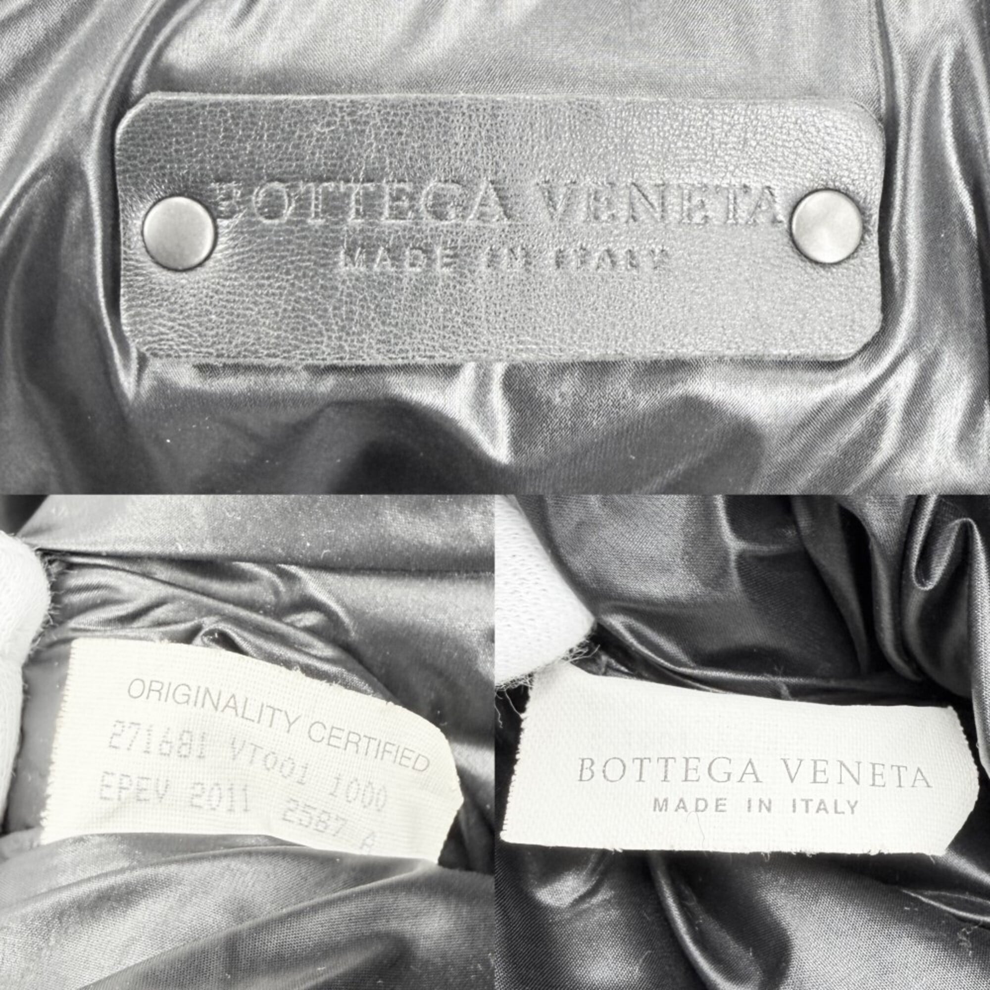Bottega Veneta Intrecciato Black Nylon Leather Handbag Tote Bag (Pre-Owned)