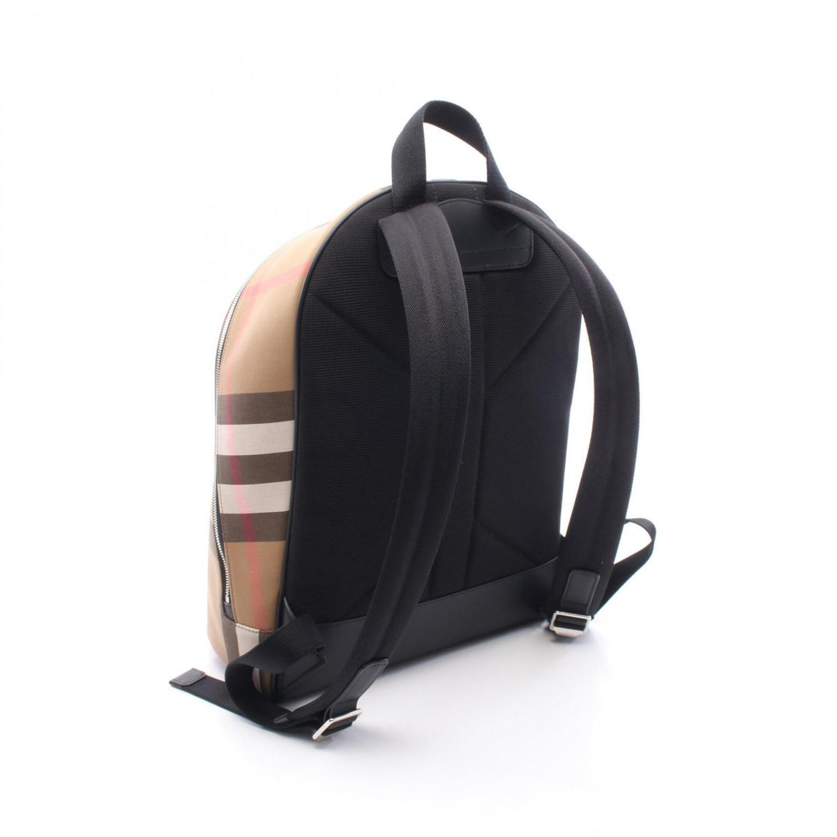 Burberry Beige Black Multi-Color Canvas Leather Backpack Handbag (Pre-Owned)