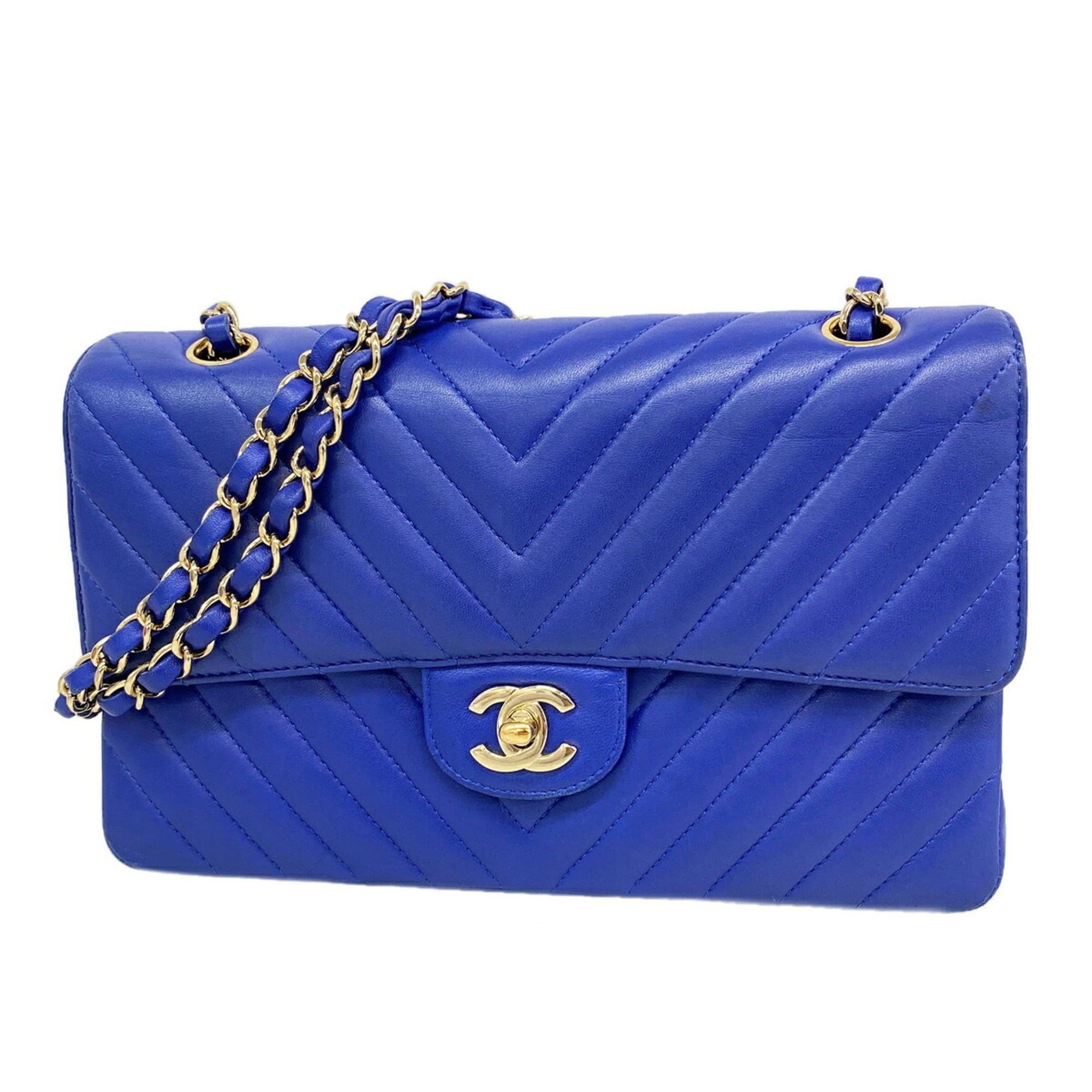 Chanel Blue Leather Shoulder Bag (Pre-Owned)
