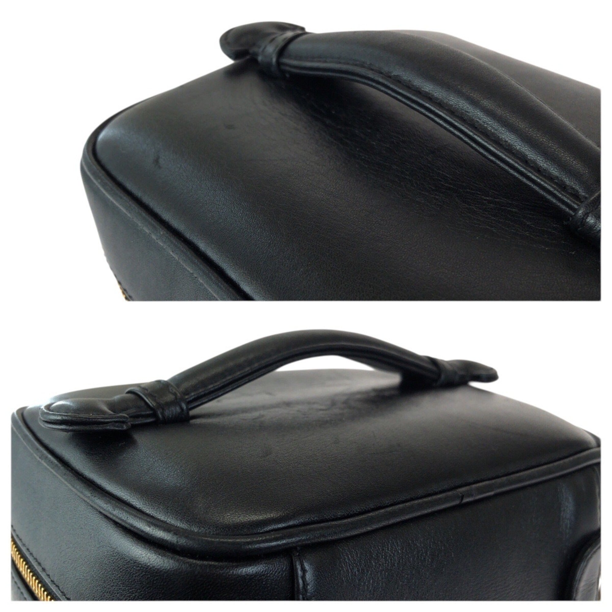 Chanel Black Leather Pouch Vanity Bag (Pre-Owned)