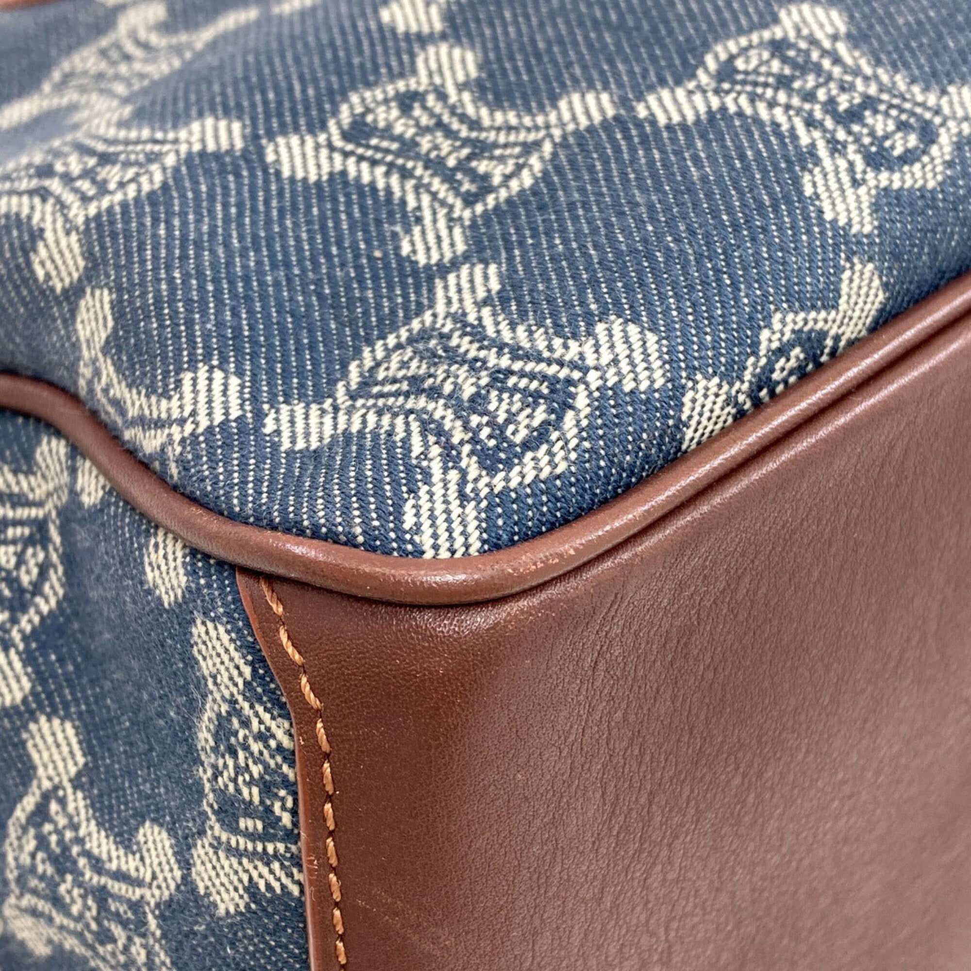 Celine Brown Dark Blue Denim Leather Handbag (Pre-Owned)