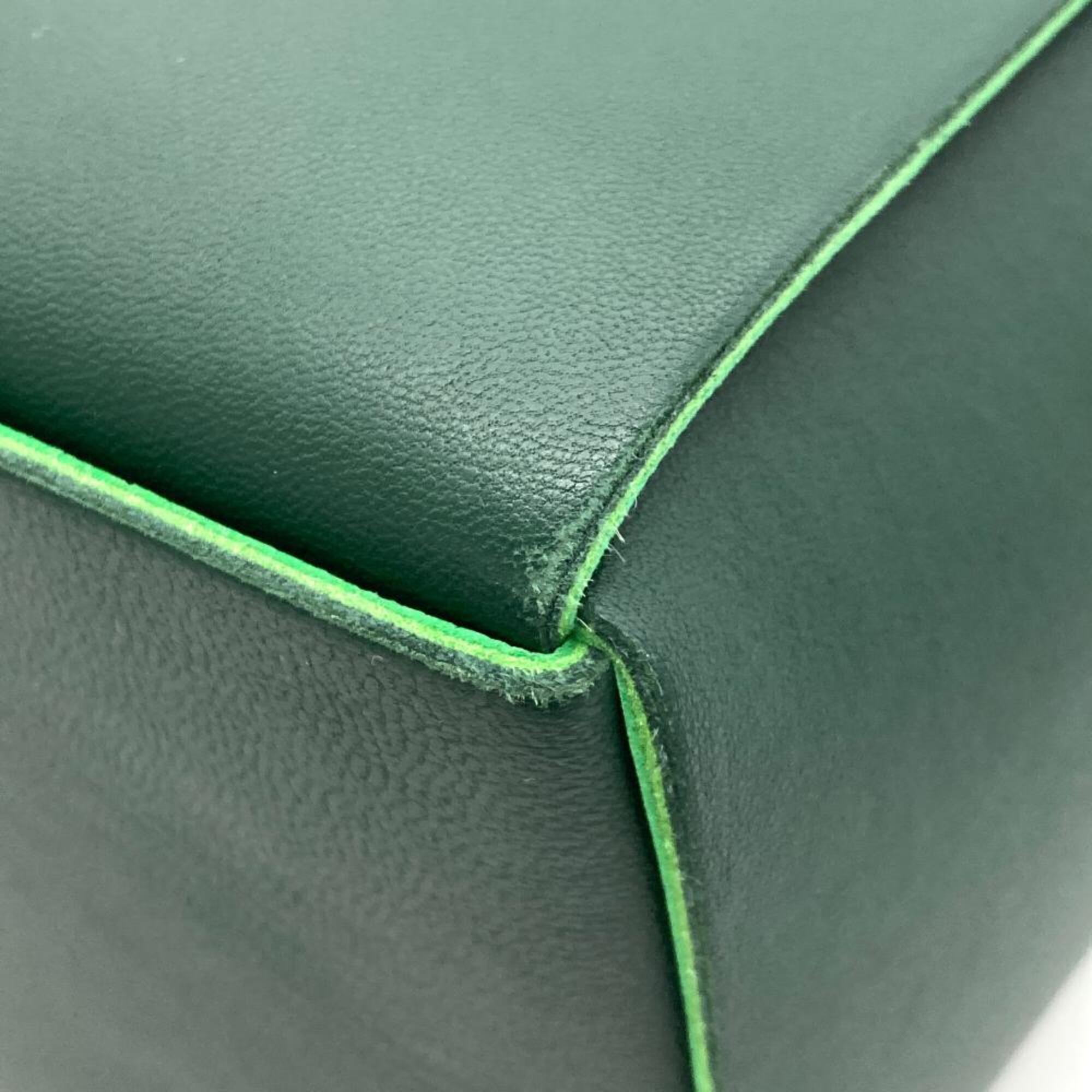 Bottega Veneta Green Leather Handbag Pouch Tote Bag (Pre-Owned)
