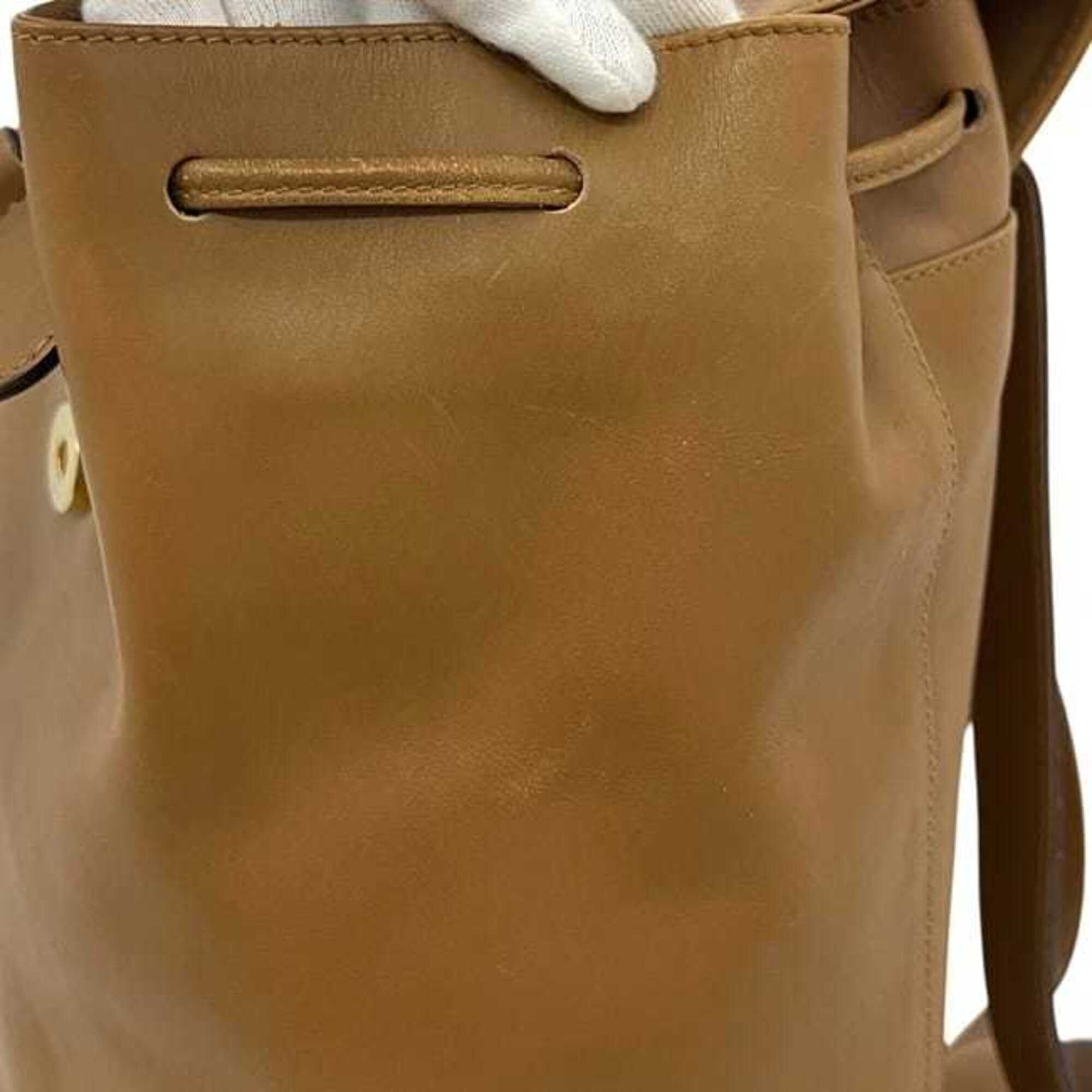 Salvatore Ferragamo Brown Camel Leather Backpack (Pre-Owned)