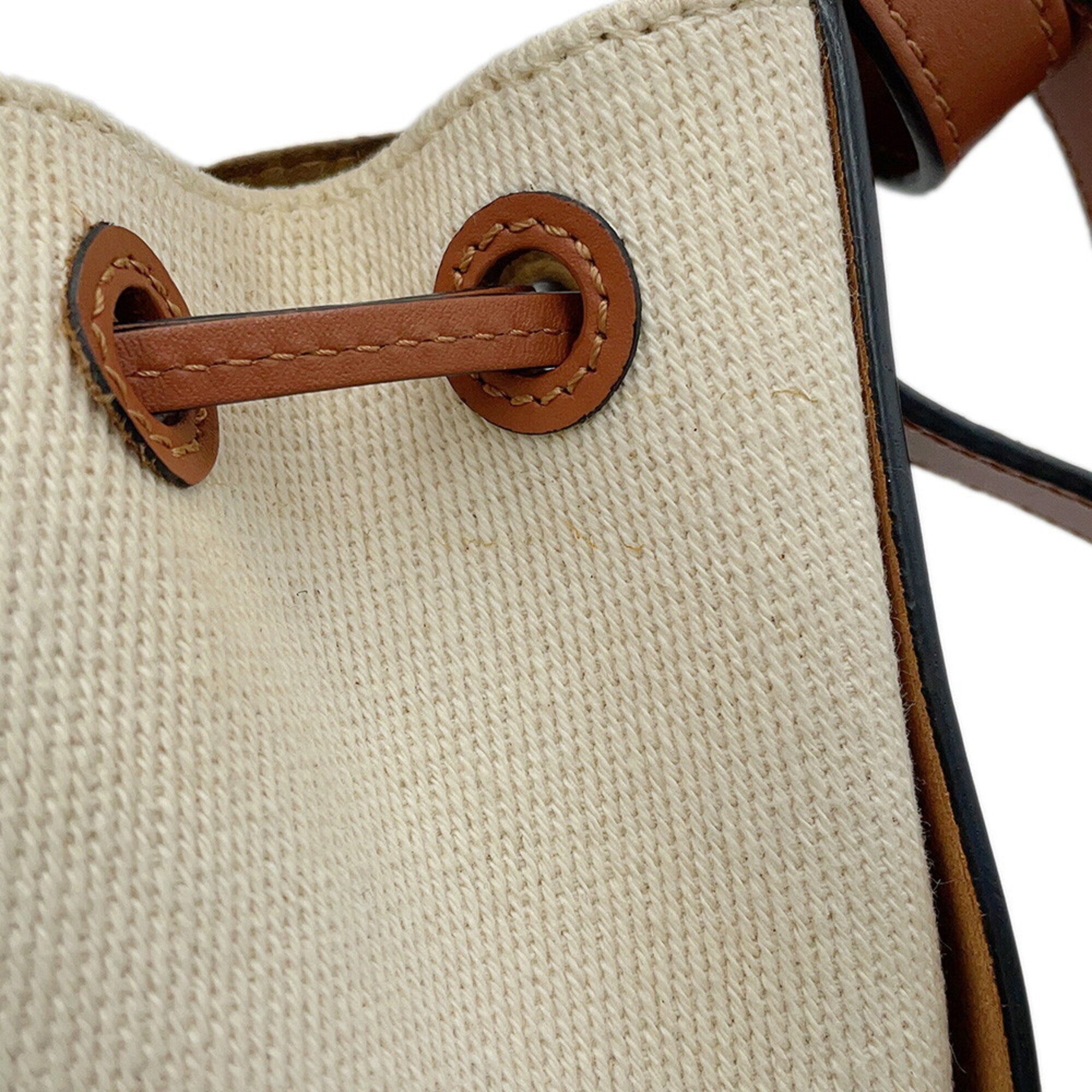 Loewe Beige Brown Canvas Leather Handbag Shoulder Bag (Pre-Owned)