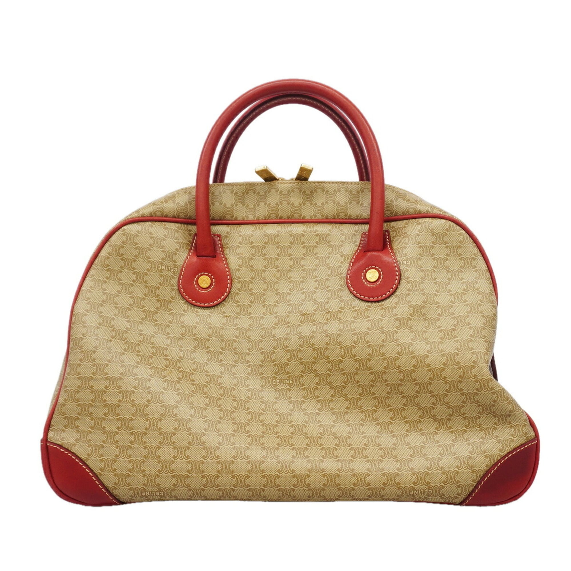 Celine Beige Red Color Pvc Handbag (Pre-Owned)