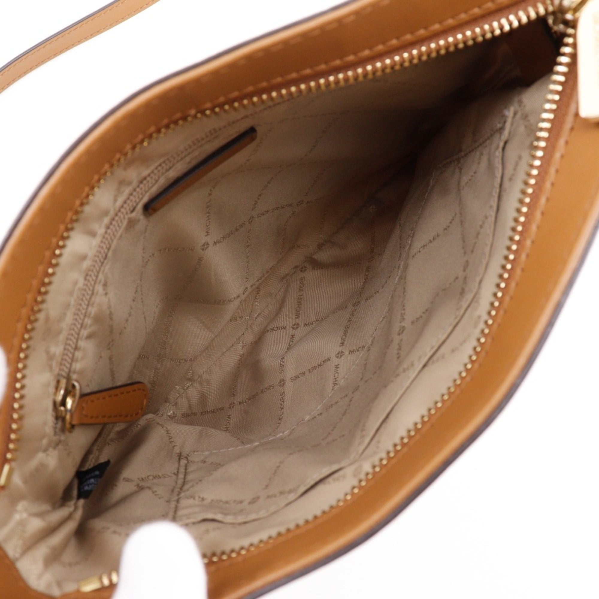 Michael Kors Brown White Pvc Shoulder Bag (Pre-Owned)
