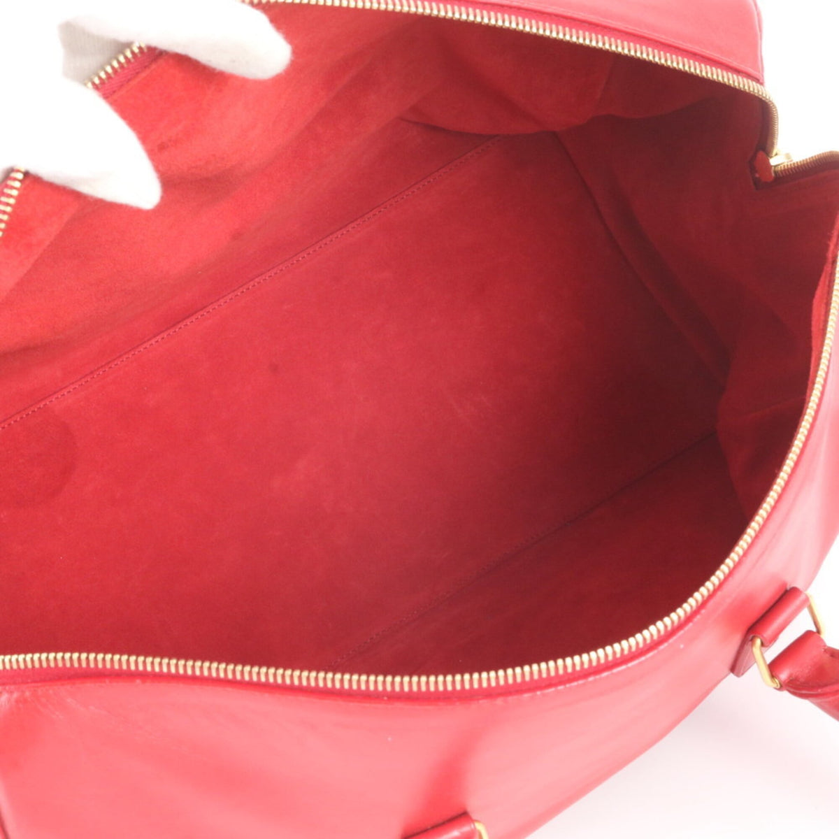 Saint Laurent Red Color Leather Boston Bag Crossbody Bag Handbag Shoulder Bag Tote Bag (Pre-Owned)