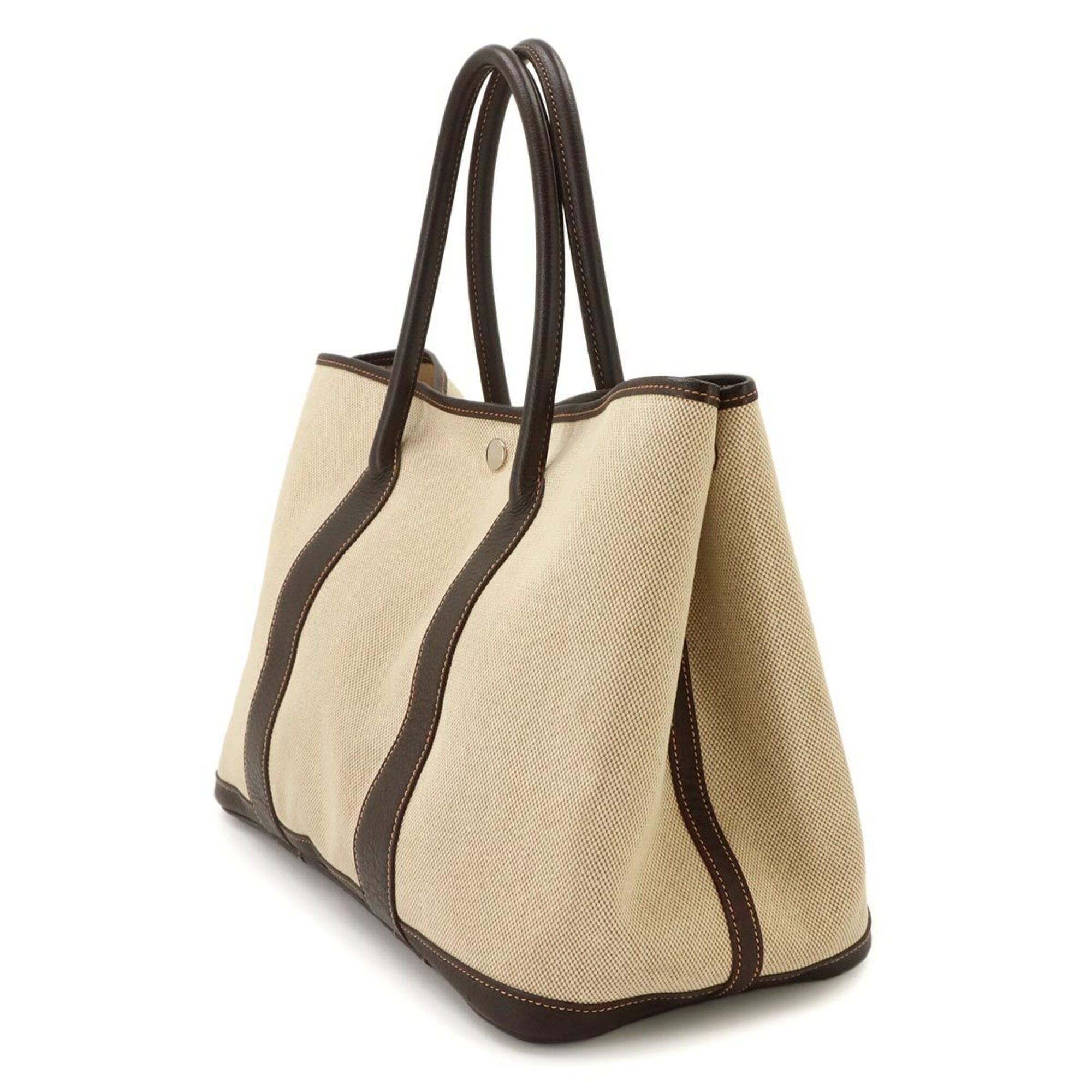 Hermes Marron Natural Toile H Handbag Tote Bag (Pre-Owned)