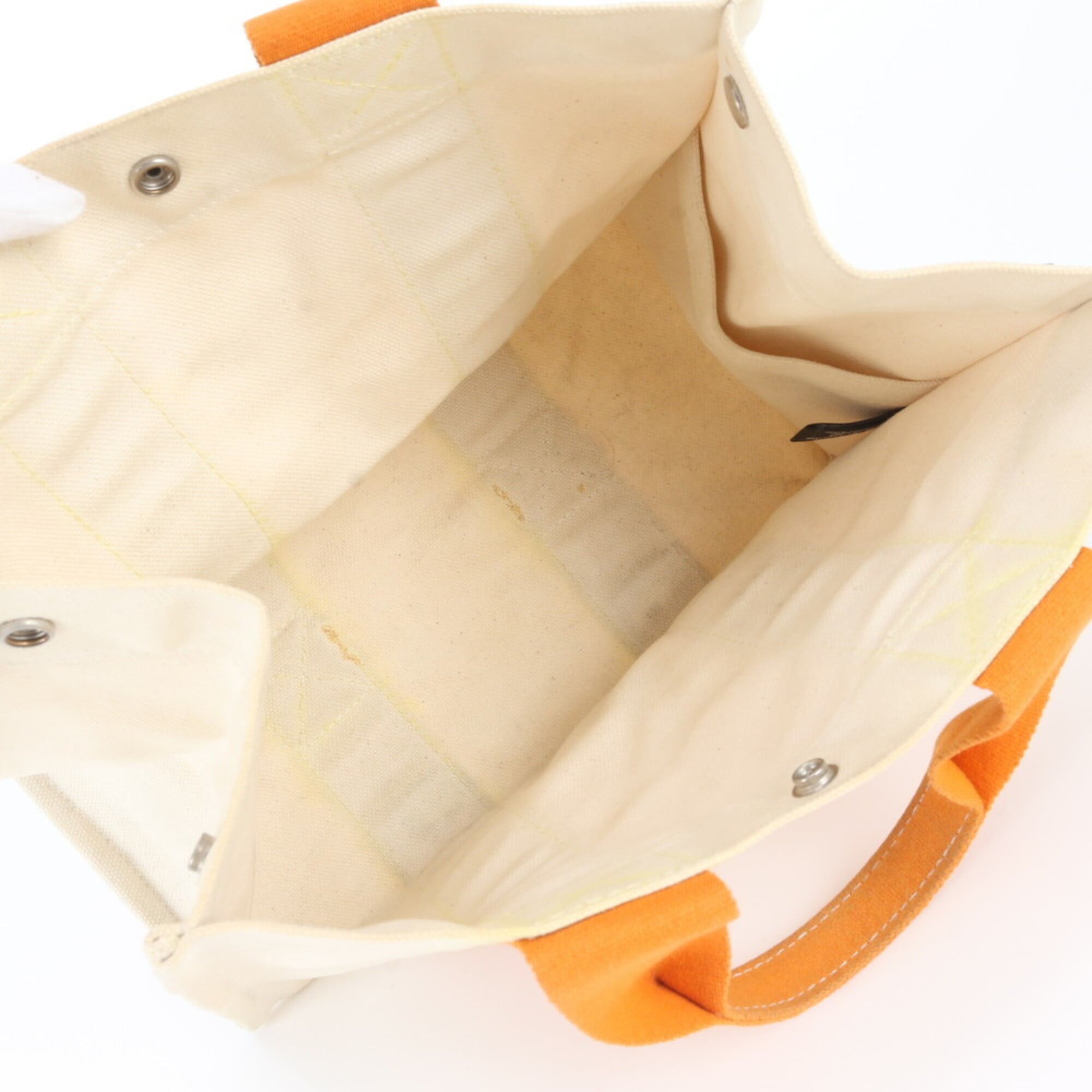 Hermes Beige Orange Cotton Handbag Shoulder Bag Tote Bag (Pre-Owned)
