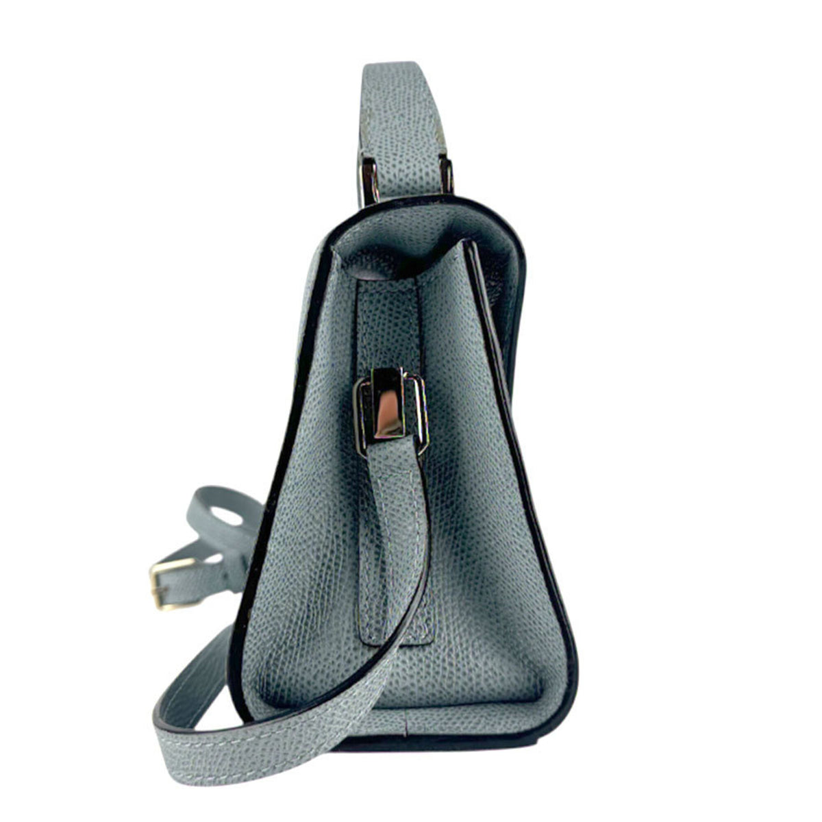 Valextra Blue Gray Leather Handbag (Pre-Owned)