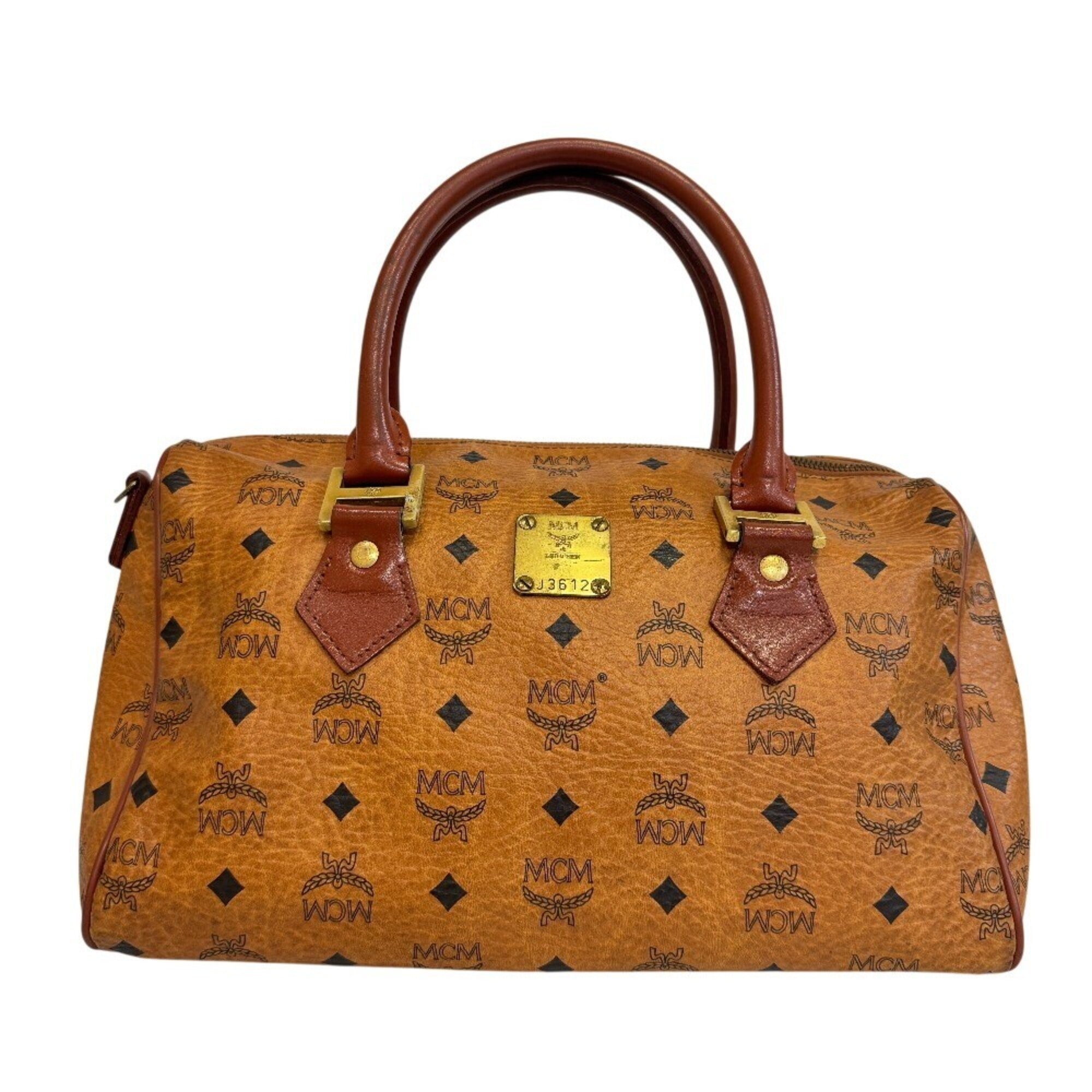 Mcm Brown Leather Boston Bag (Pre-Owned)