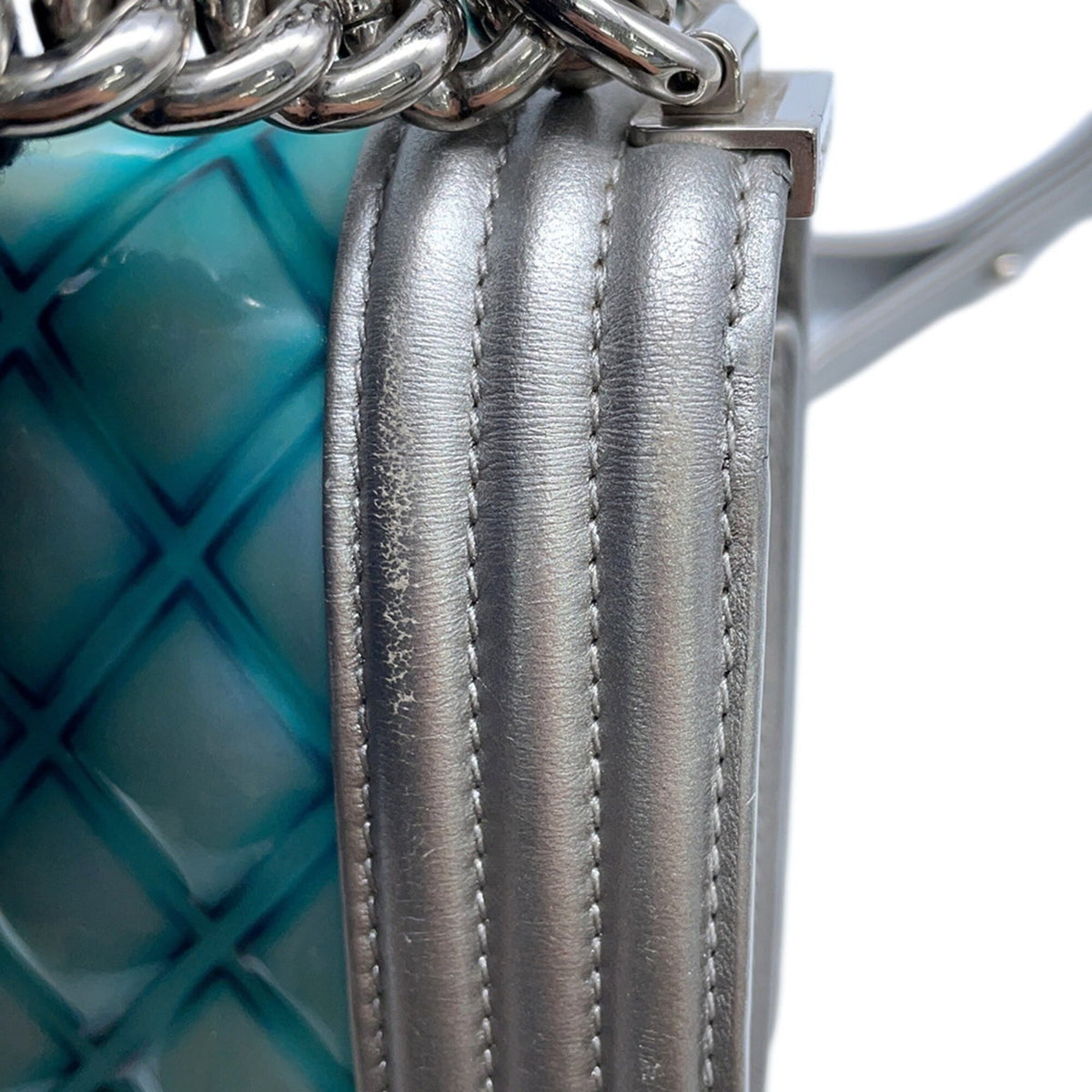 Chanel Matelasse Silver Turquoise Leather Handbag Shoulder Bag (Pre-Owned)