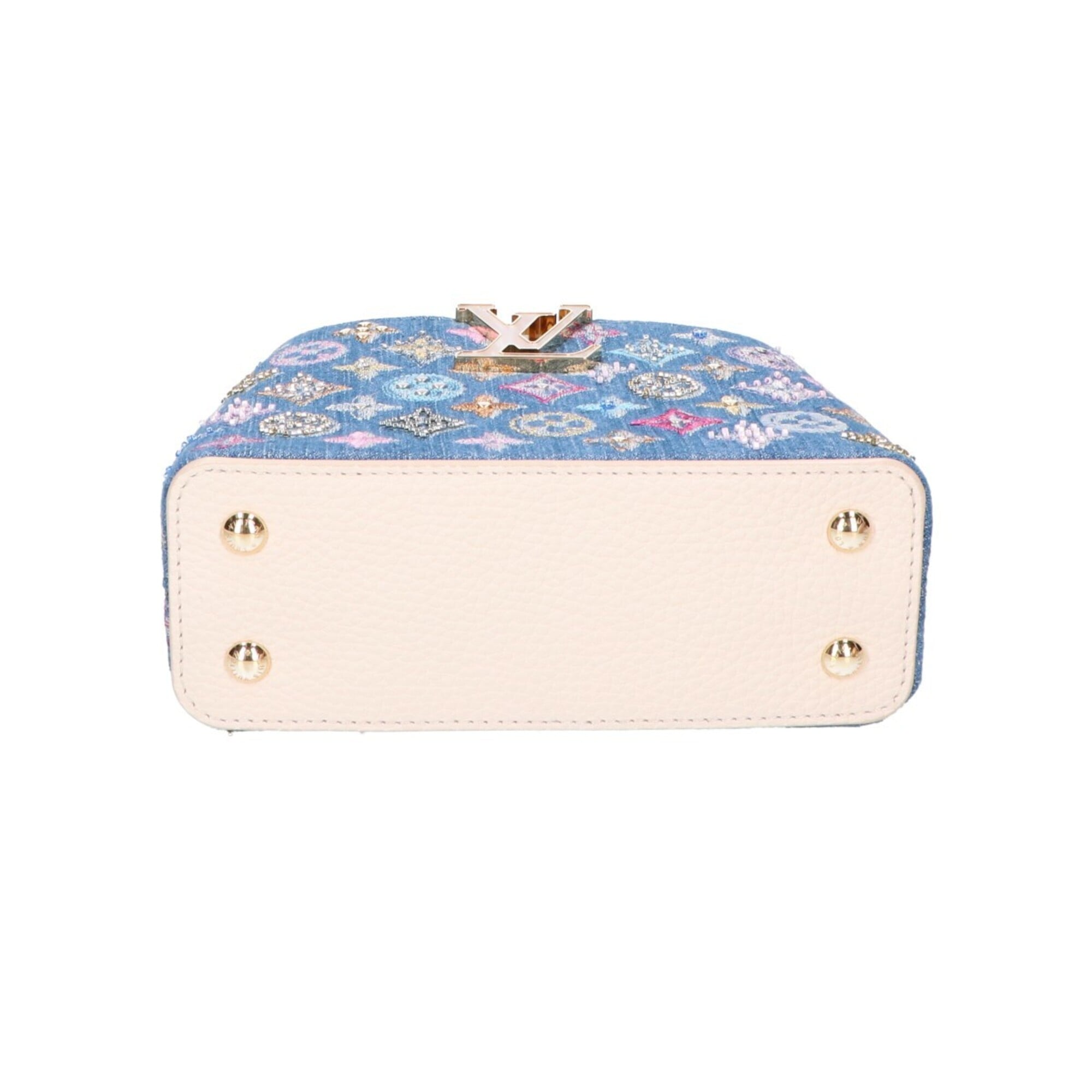 Louis Vuitton Blue Cream Leather Handbag Shoulder Bag (Pre-Owned)