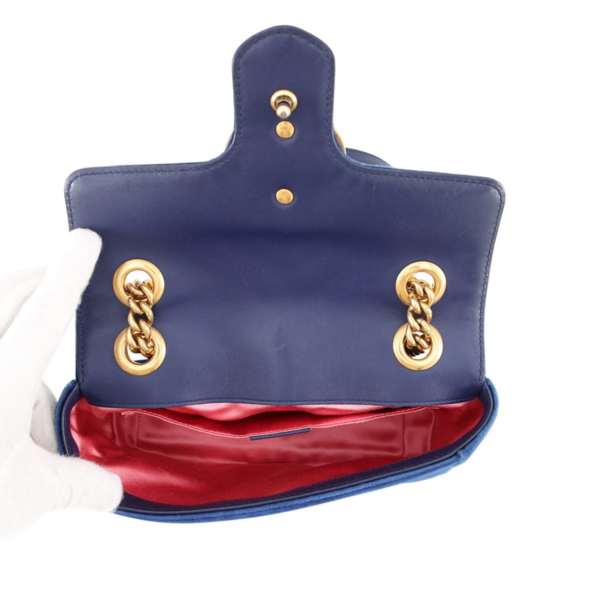 Gucci Gg Marmont Blue Leather Handbag Shoulder Bag (Pre-Owned)