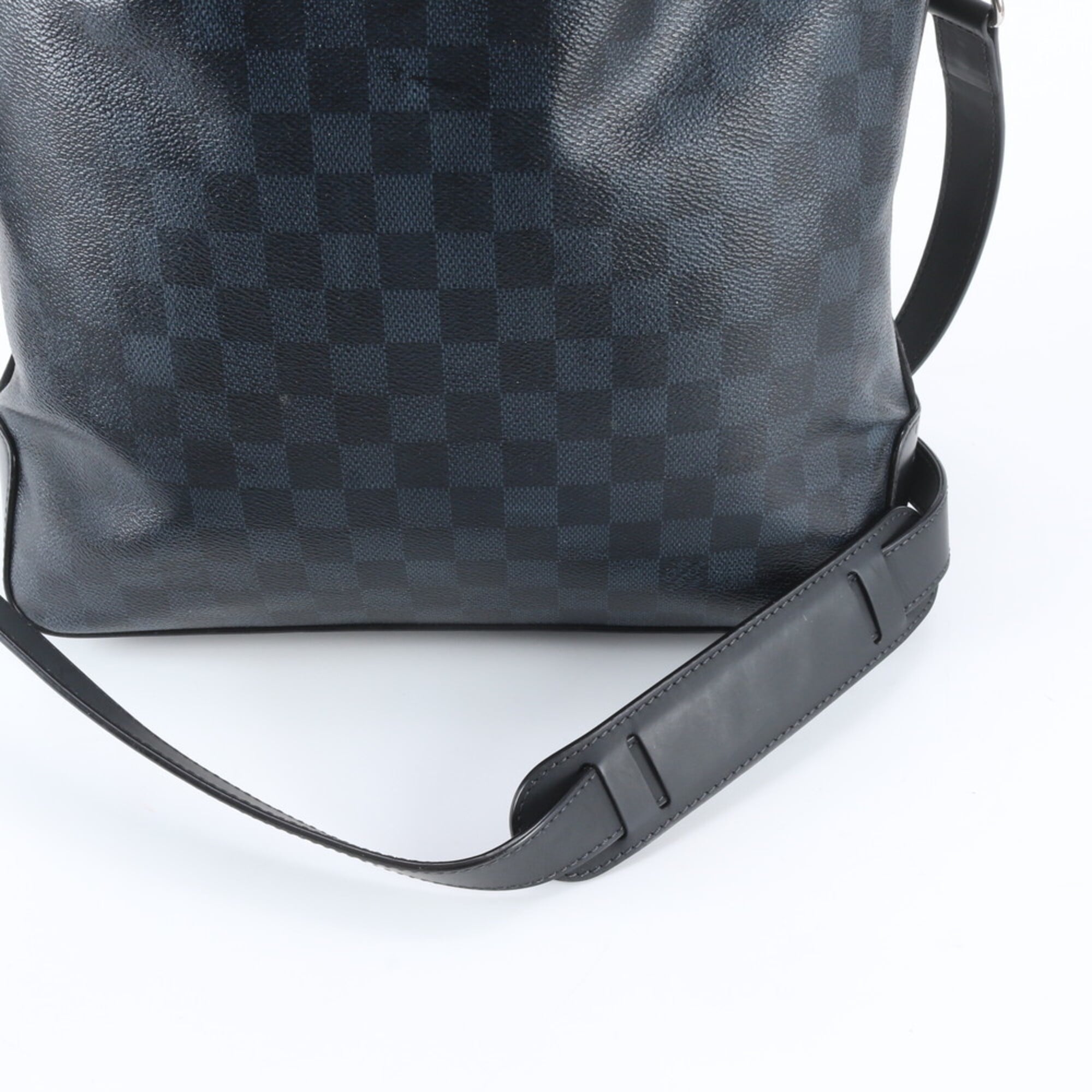 Louis Vuitton Black Navy Leather Coated Canvas Shoulder Bag Tote Bag (Pre-Owned)