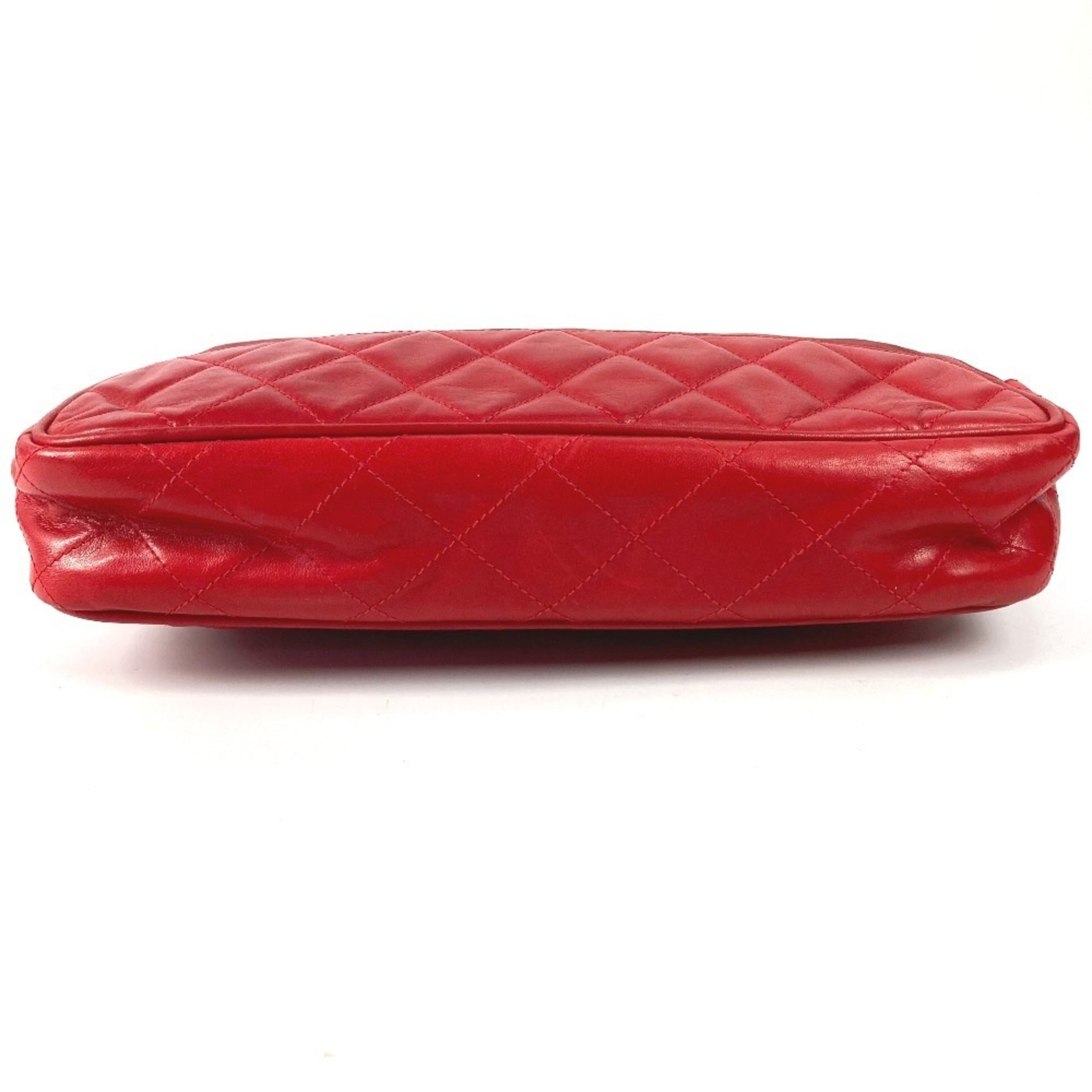 Chanel Red Color Leather Coated Canvas Shoulder Bag Tote Bag (Pre-Owned)