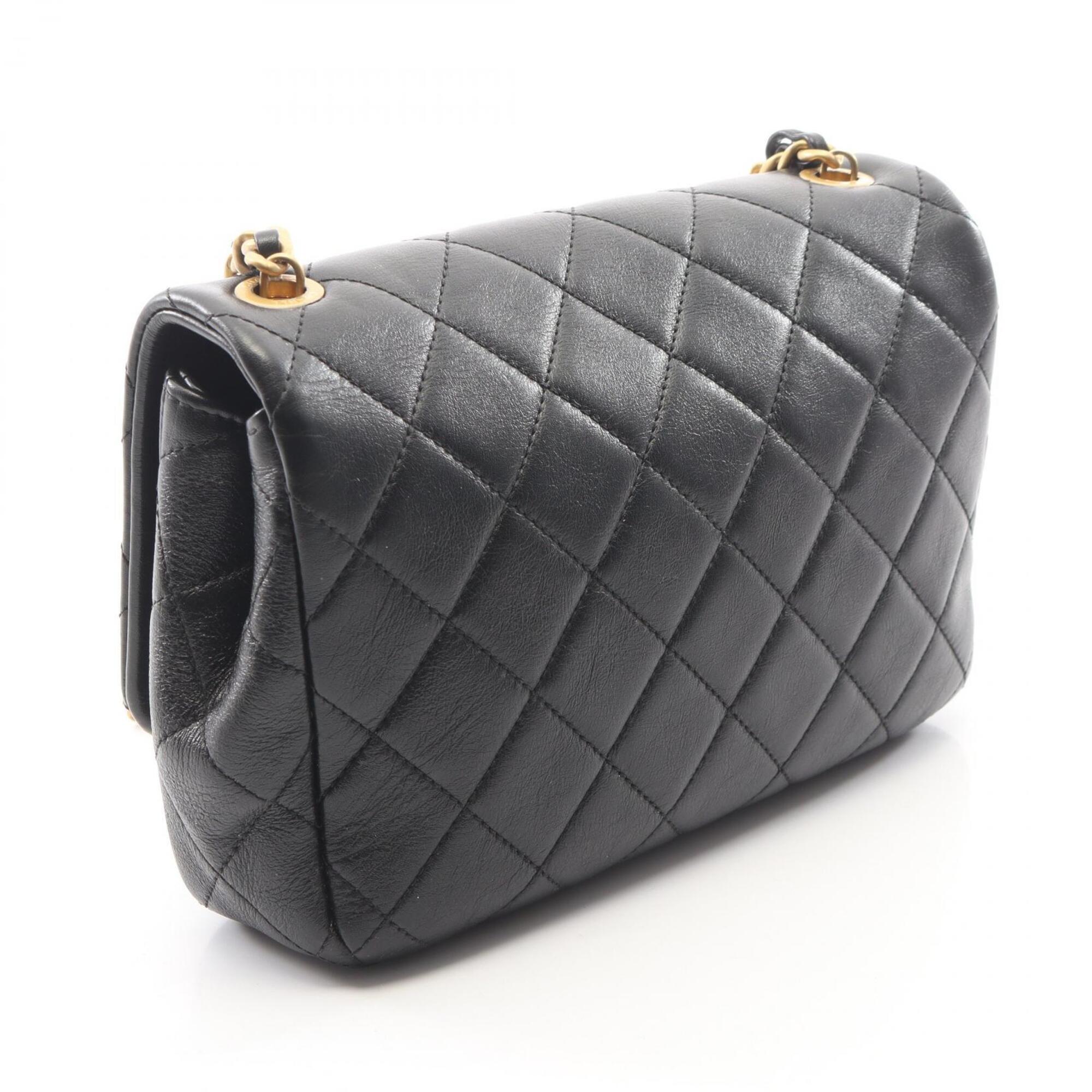 Chanel Black Leather Handbag Shoulder Bag (Pre-Owned)