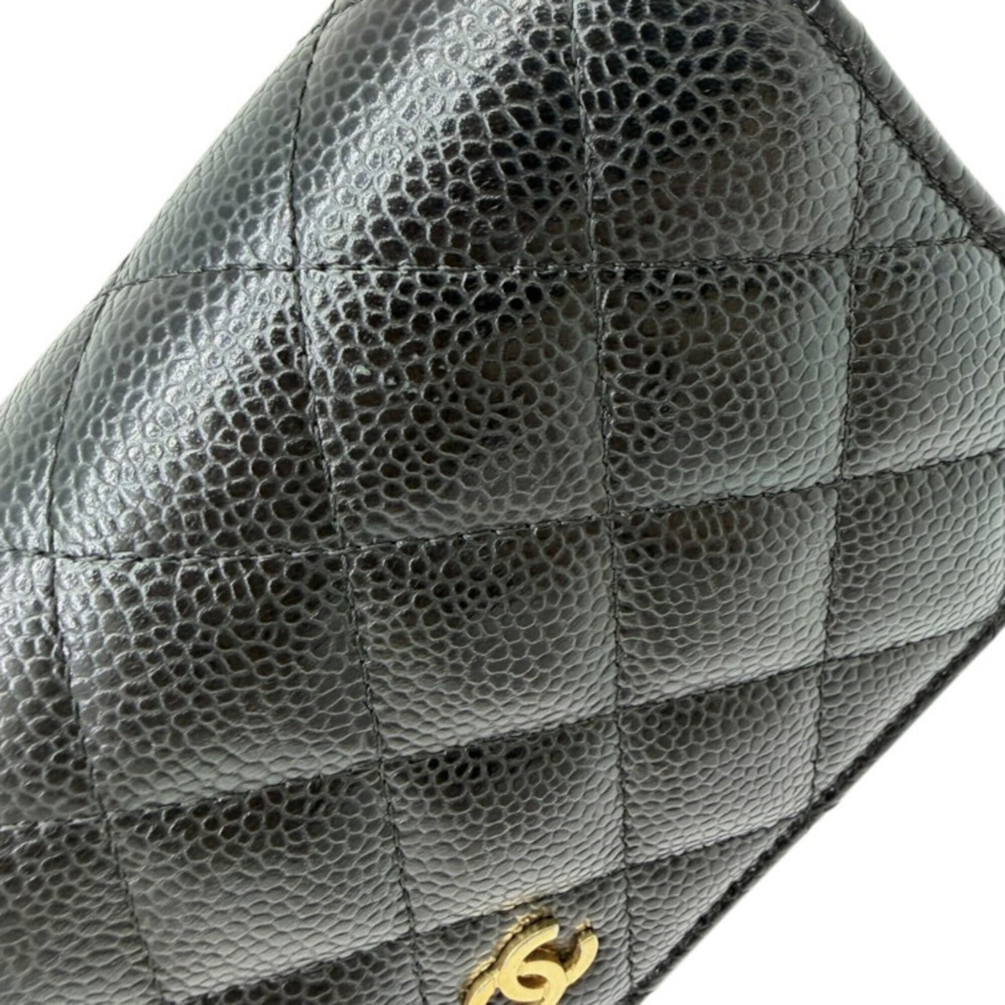 Chanel Black Grained Calfskin Chain/Shoulder Wallet (Pre-Owned)