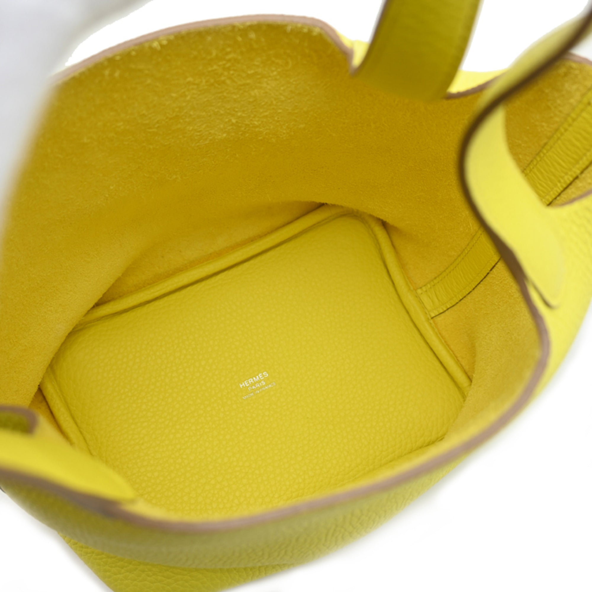 Hermes Lime Yellow Taurillon Clemence Leather Handbag (Pre-Owned)