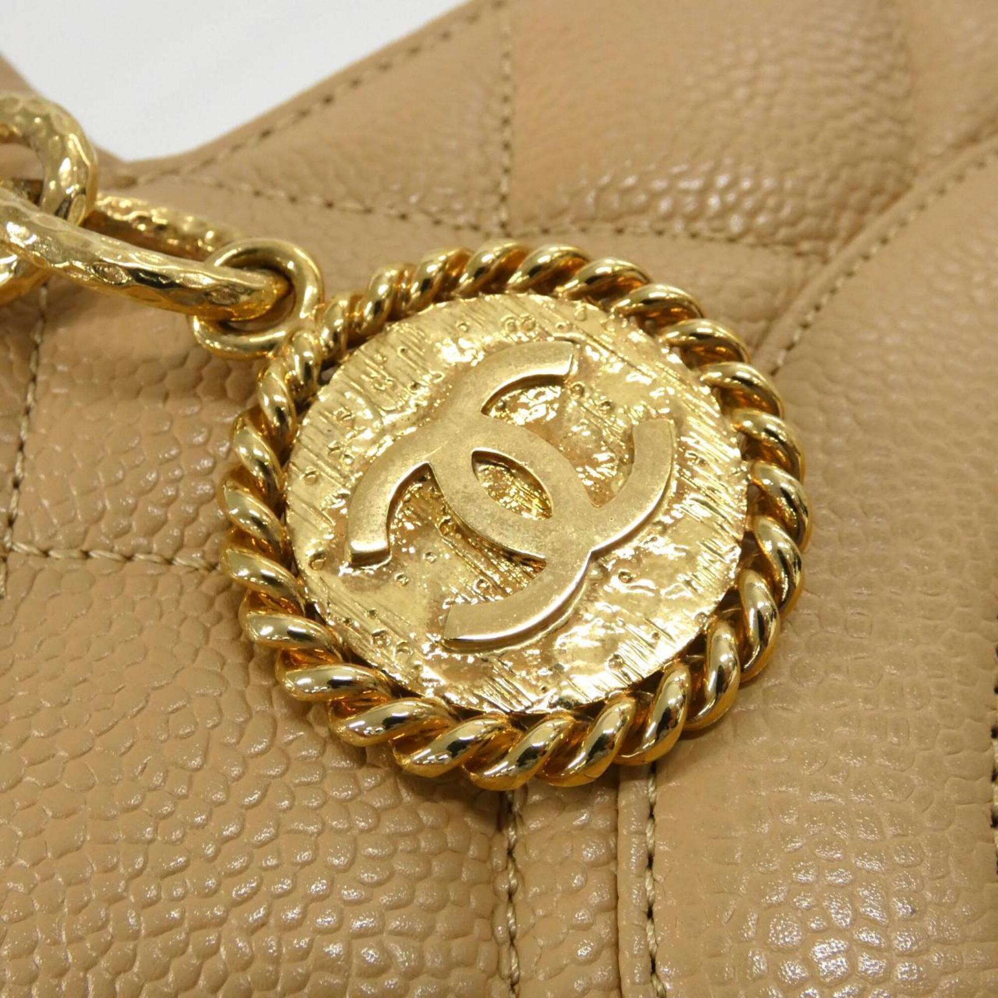 Chanel Beige Grained Calfskin Handbag (Pre-Owned)