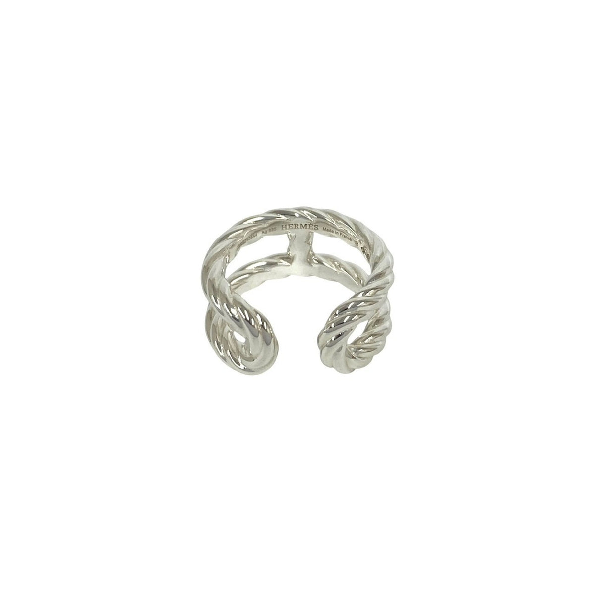 Hermes Silver Silver 925 Band Ring (Pre-Owned)