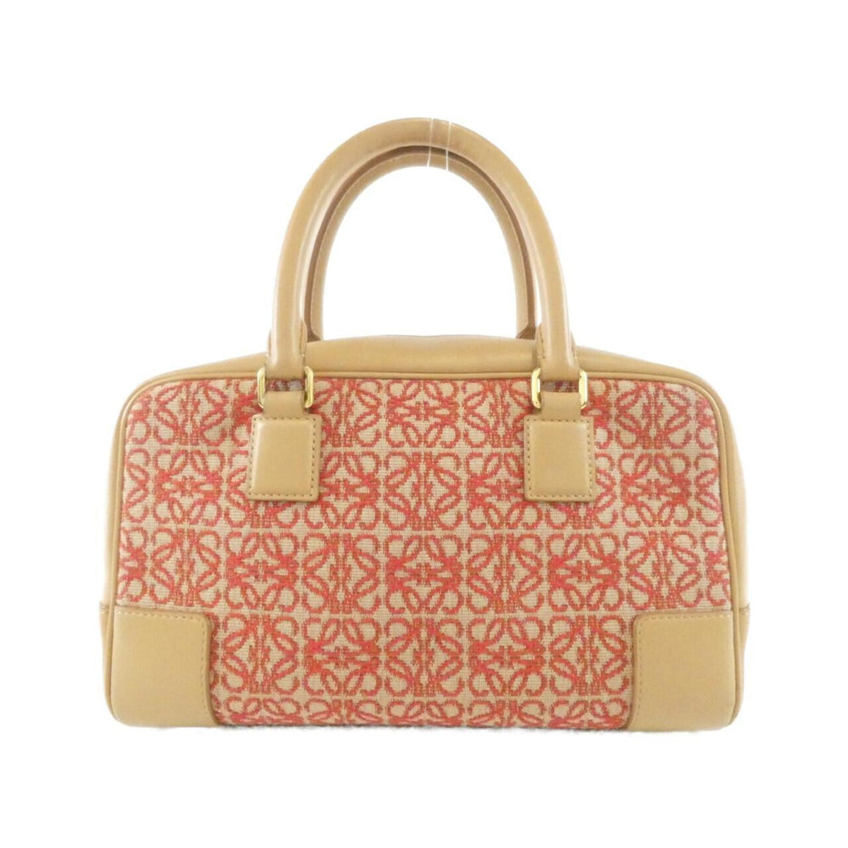 Loewe Red Color Canvas Leather Handbag (Pre-Owned)