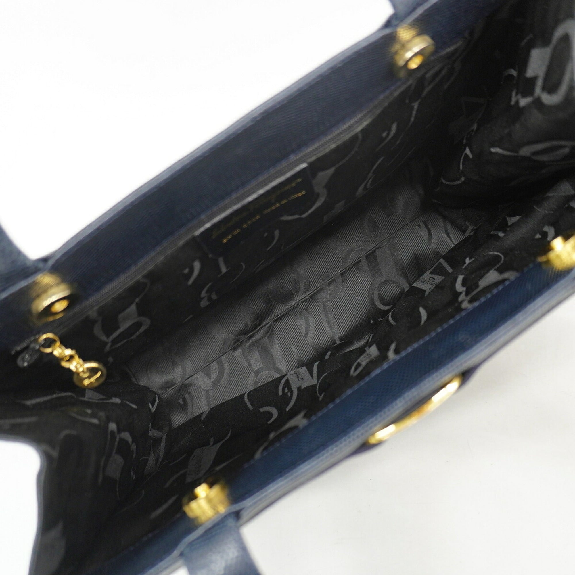 Salvatore Ferragamo Navy Leather Tote Bag (Pre-Owned)