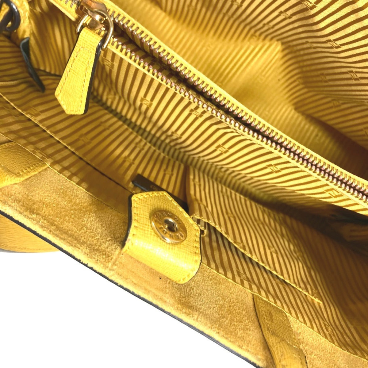 Fendi Yellow Leather Handbag Shoulder Bag Tote Bag (Pre-Owned)