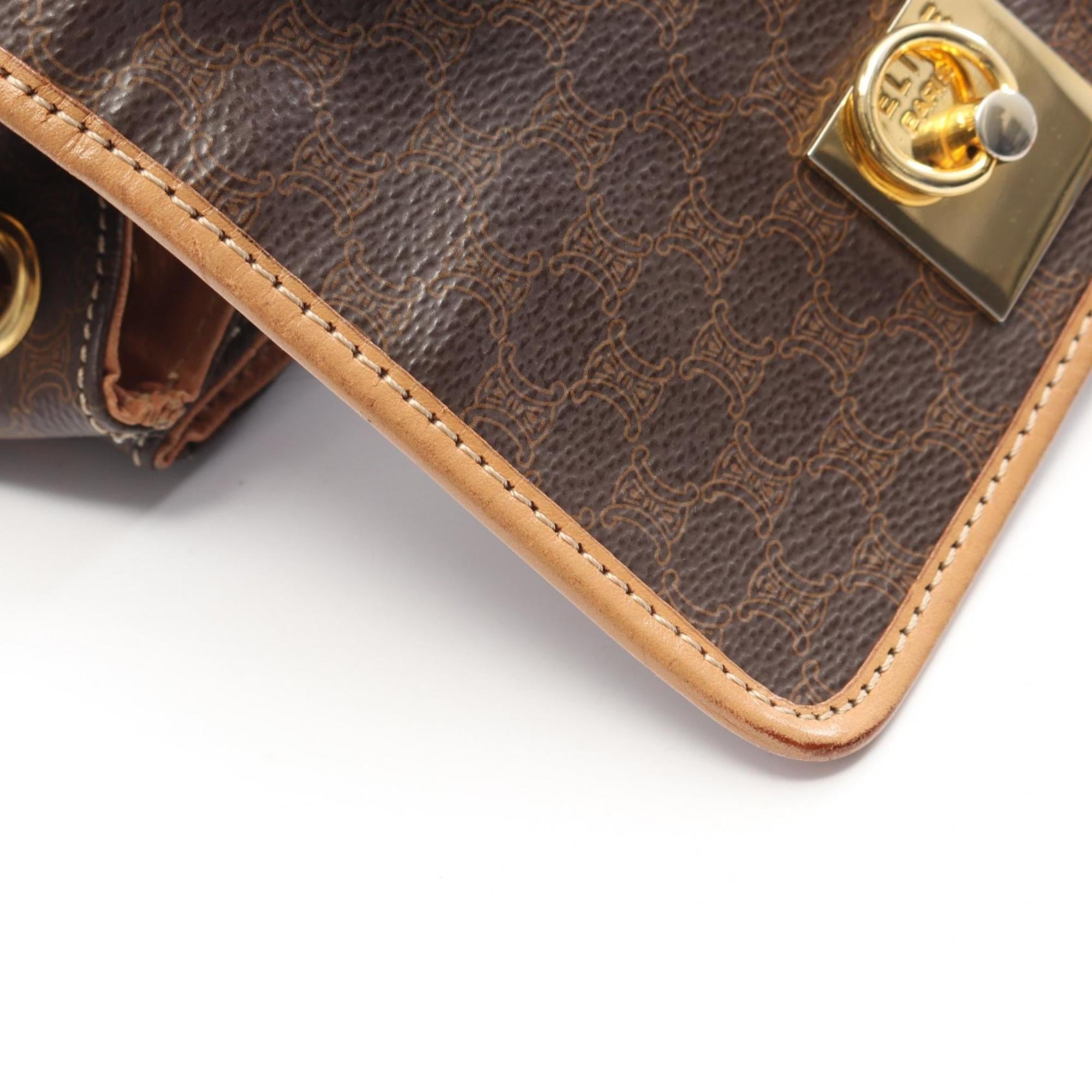 Celine Brown Coated Canvas Leather Backpack (Pre-Owned)