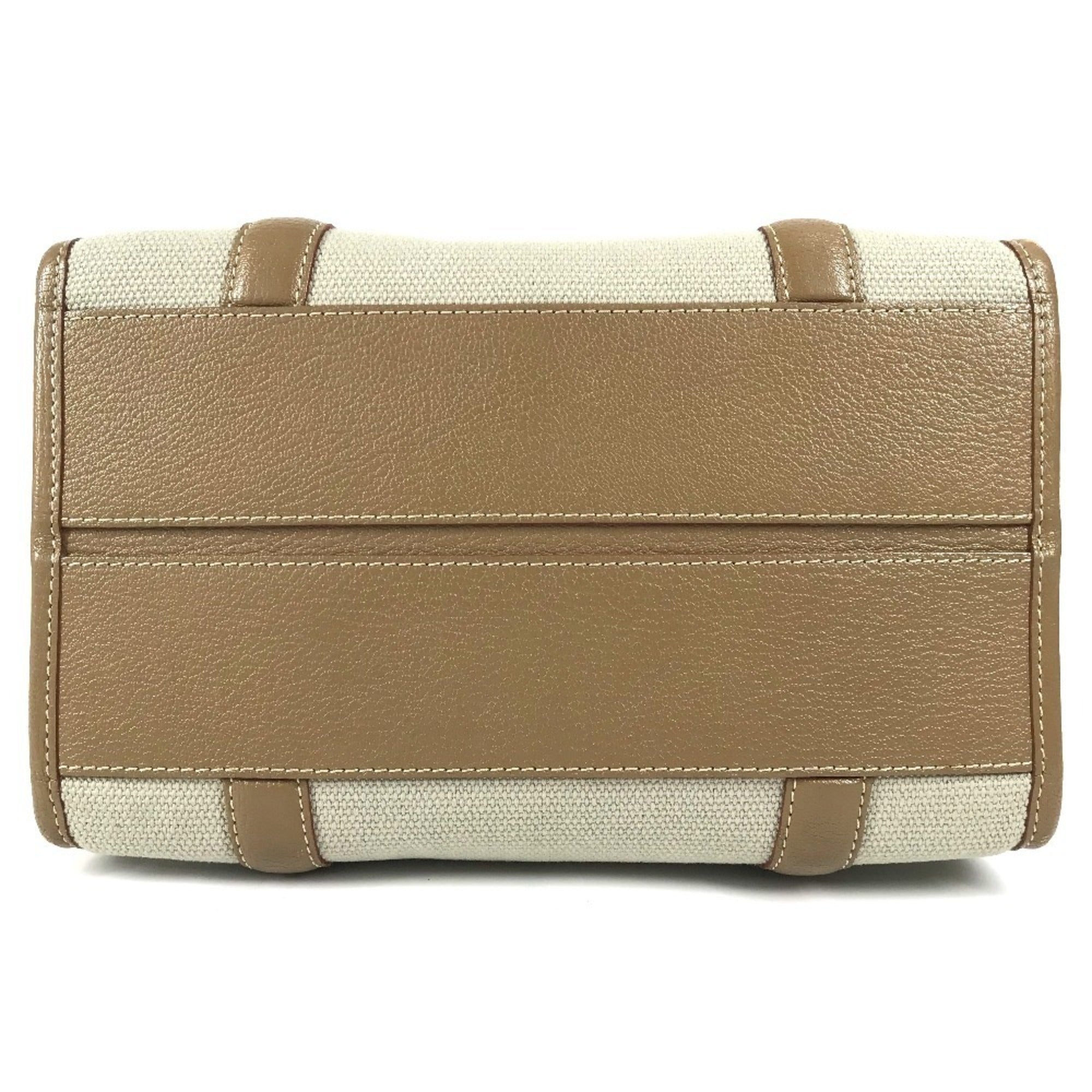 Louis Vuitton Beige Leather Canvas Handbag Tote Bag (Pre-Owned)