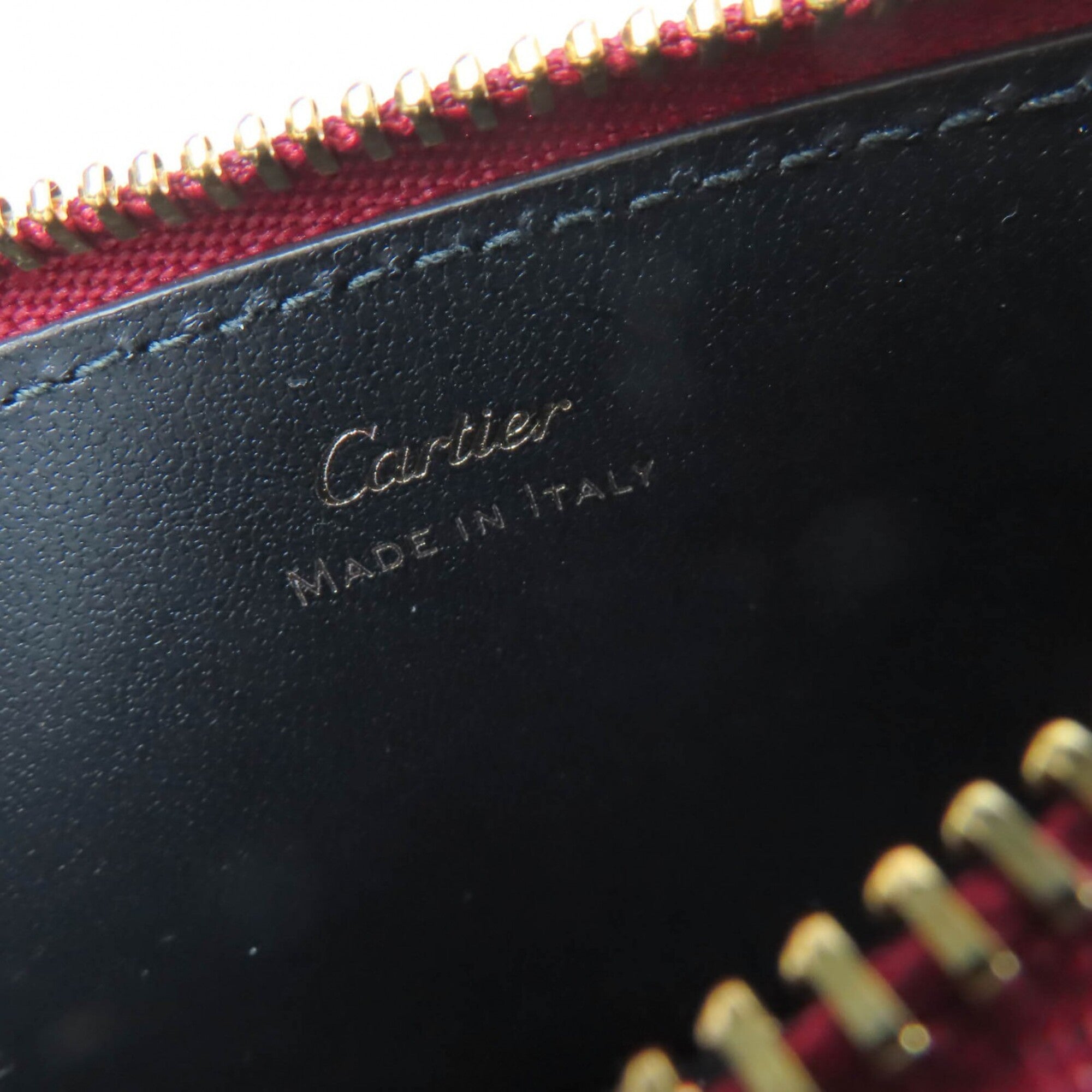 Cartier Bordeaux Leather Coin Purse/Coin Case (Pre-Owned)