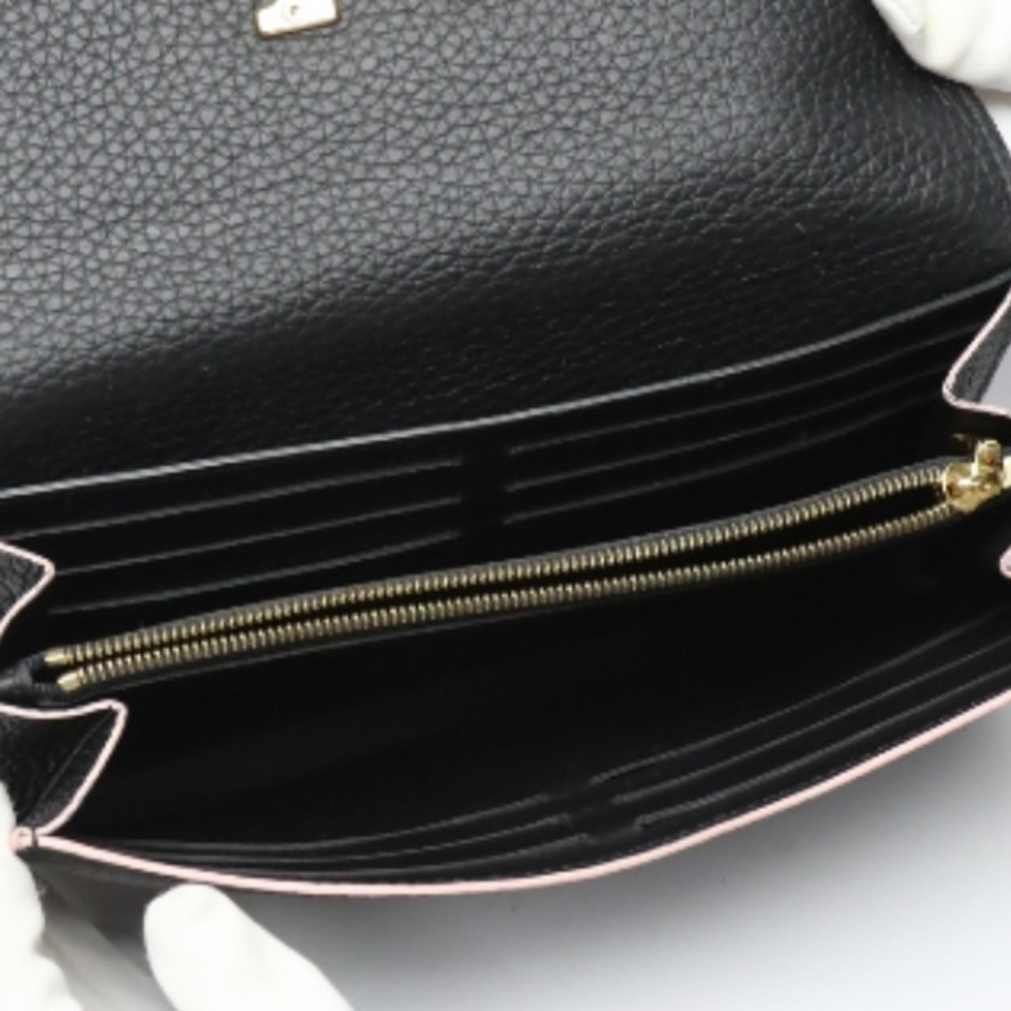 Louis Vuitton Black Leather Long Wallet (Bi-Fold) (Pre-Owned)