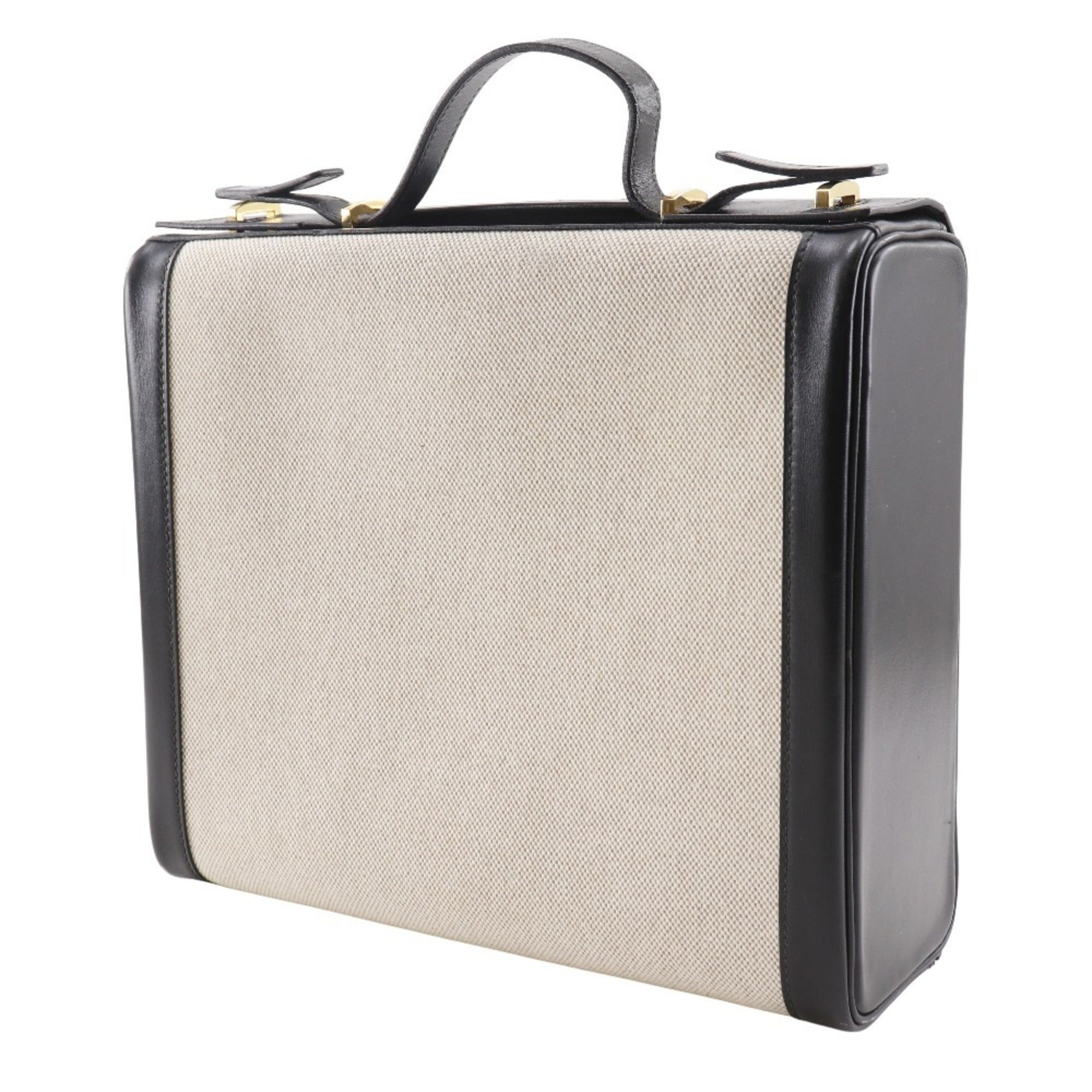 Hermes Beige Black Leather Handbag (Pre-Owned)