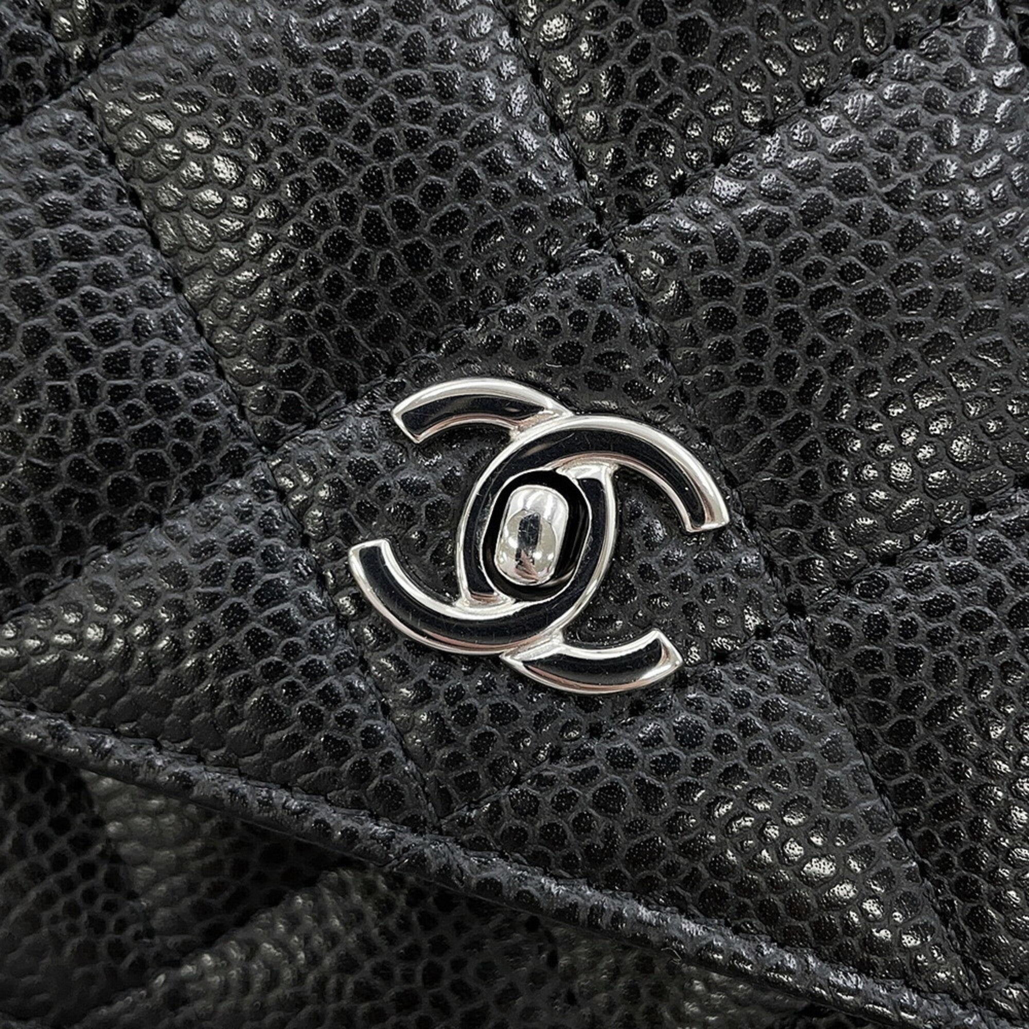 Chanel Matelasse Black Grained Calfskin Chain/Shoulder Wallet (Pre-Owned)