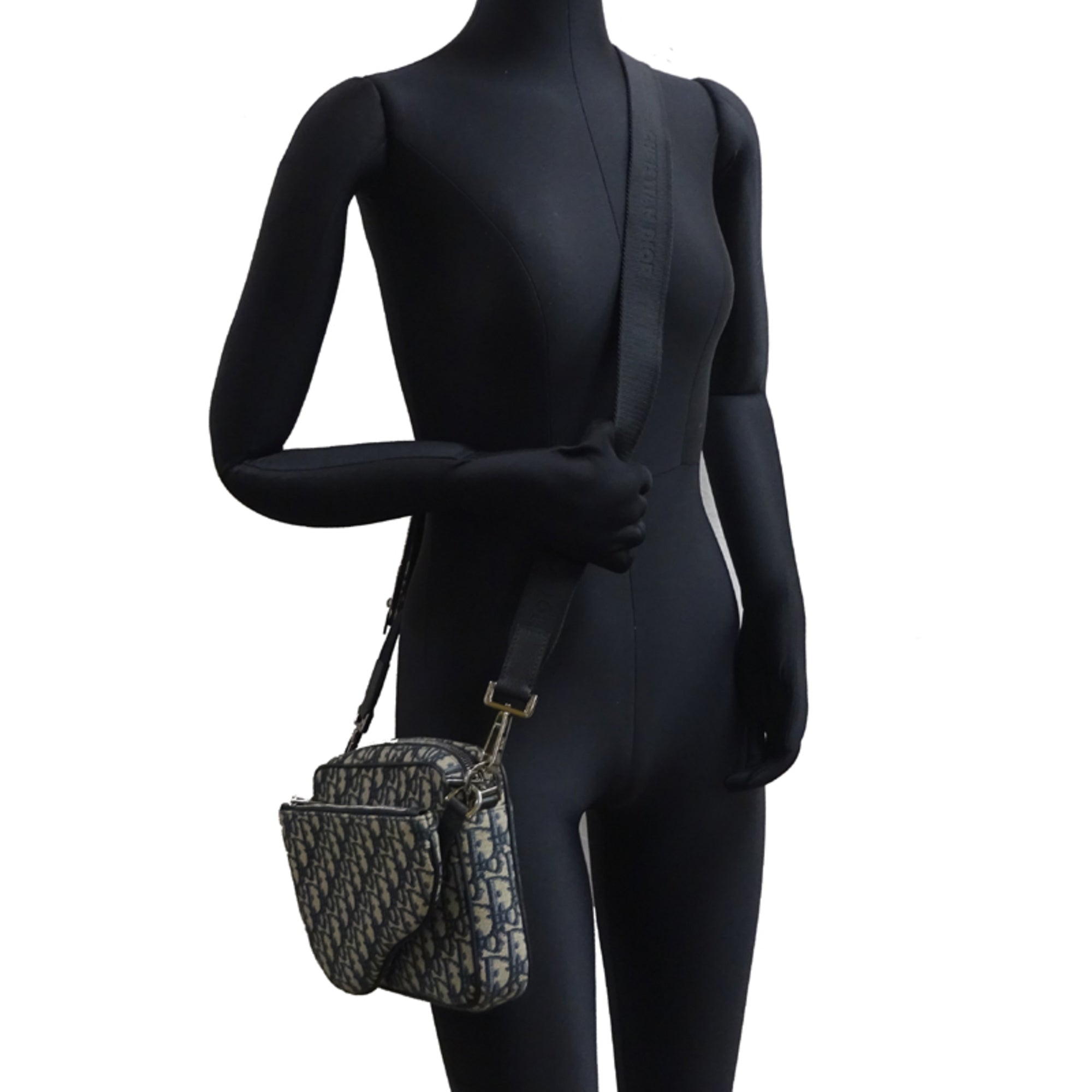 Christian Dior Navy Jacquard Pouch Shoulder Bag (Pre-Owned)