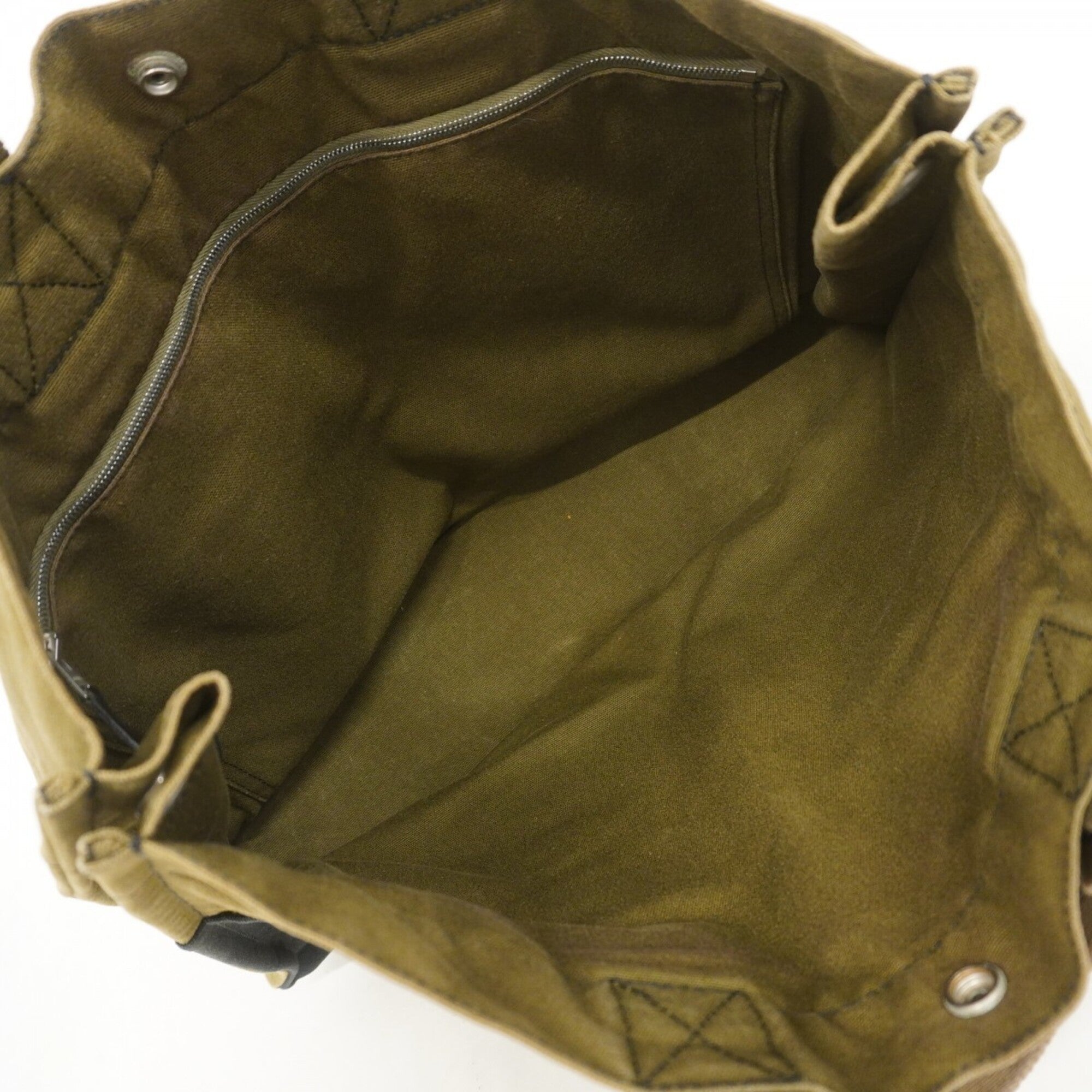 Hermes Black Khaki Canvas Tote Bag (Pre-Owned)