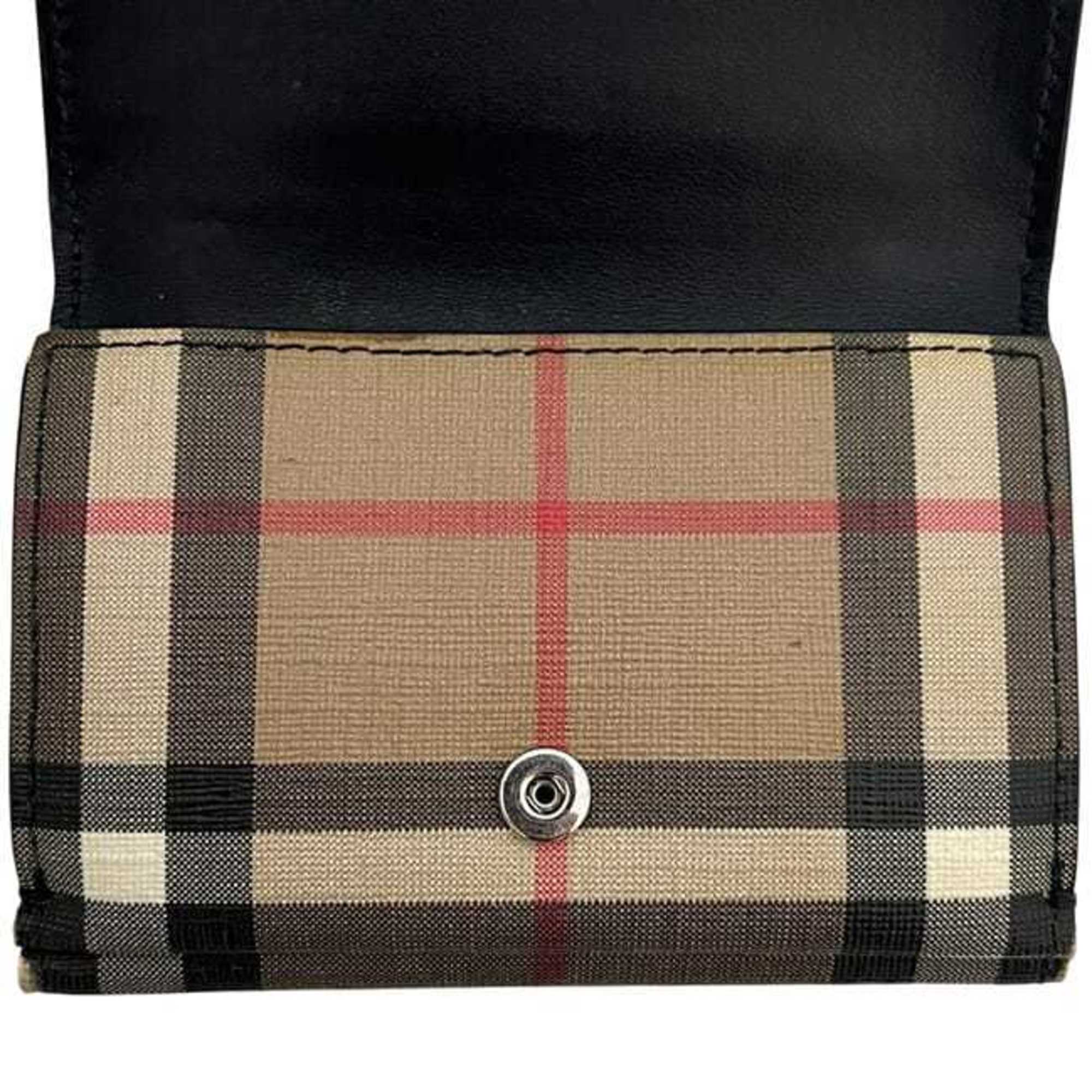 Burberry Beige Black Pvc Leather Wallet (Tri-Fold) (Pre-Owned)